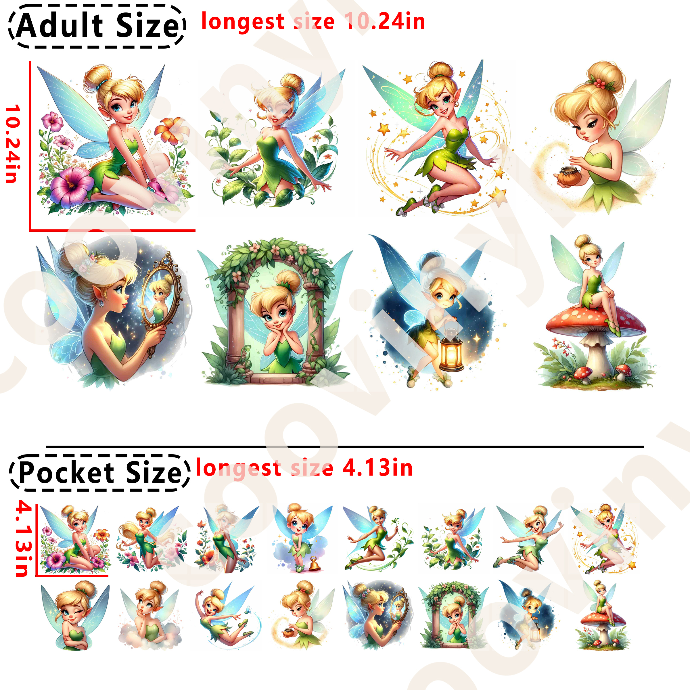 TINKERBELL  Animated Movie DTF heat transfer vinyl for T-shirt hoodies
