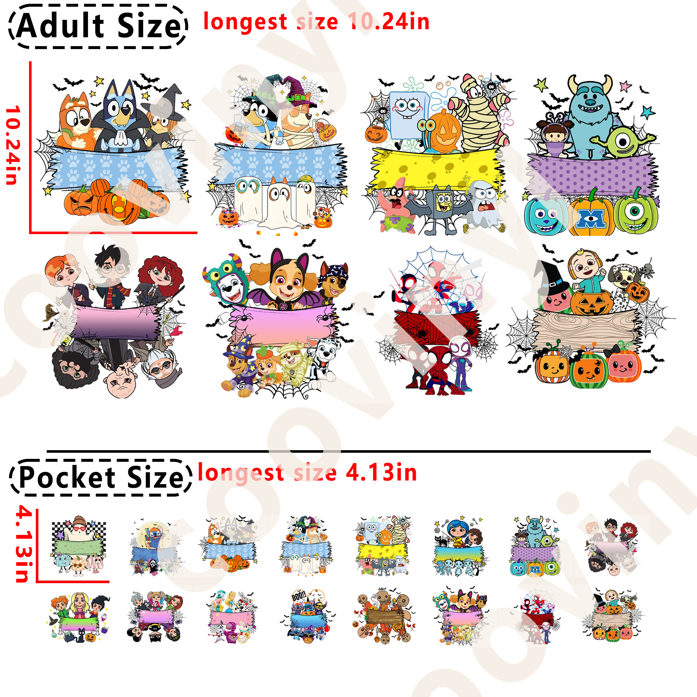 Halloween Cartoon DTF heat transfer vinyl for T-shirt hoodies