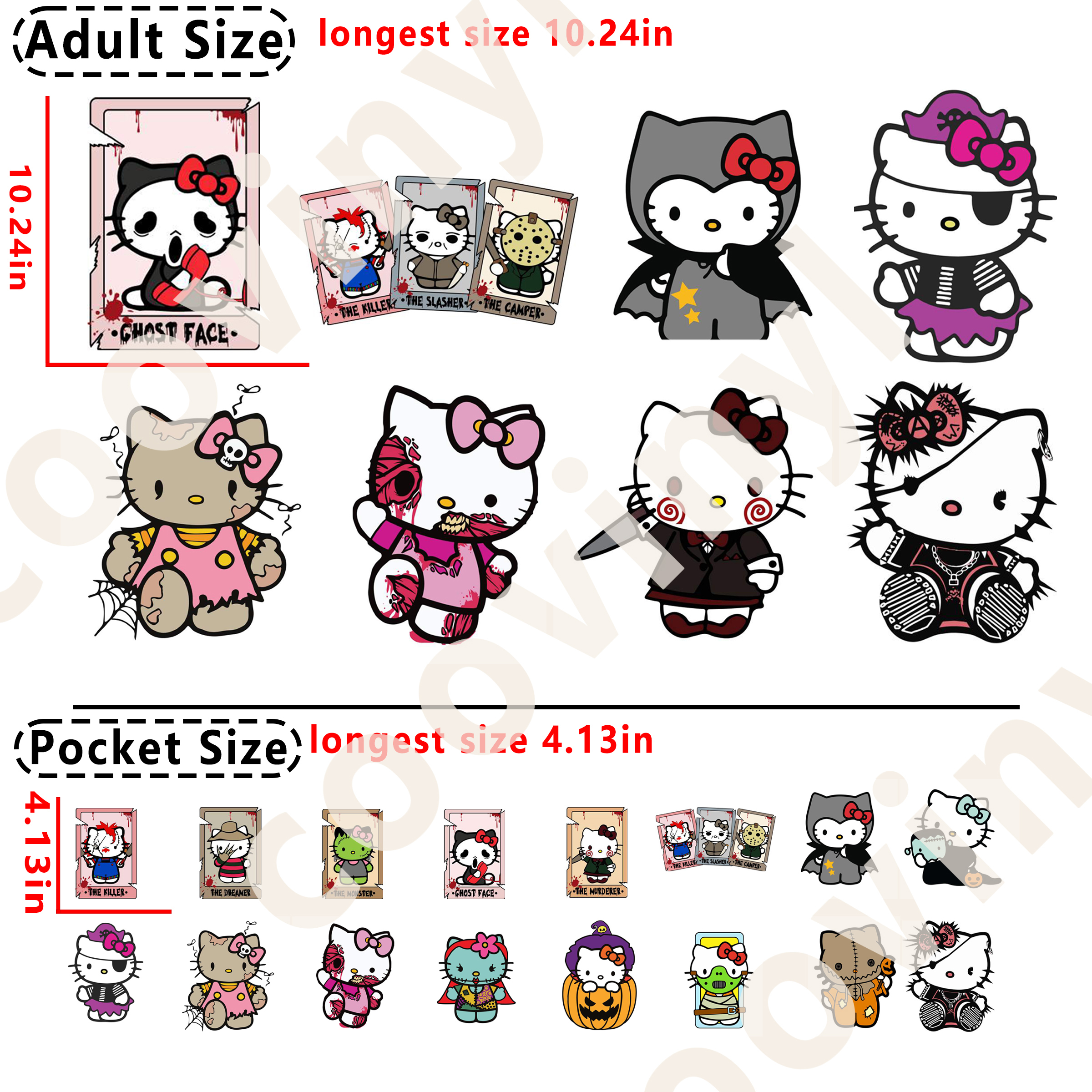 Halloween Hello Kitty DTF heat transfer vinyl for T-shirt hoodies