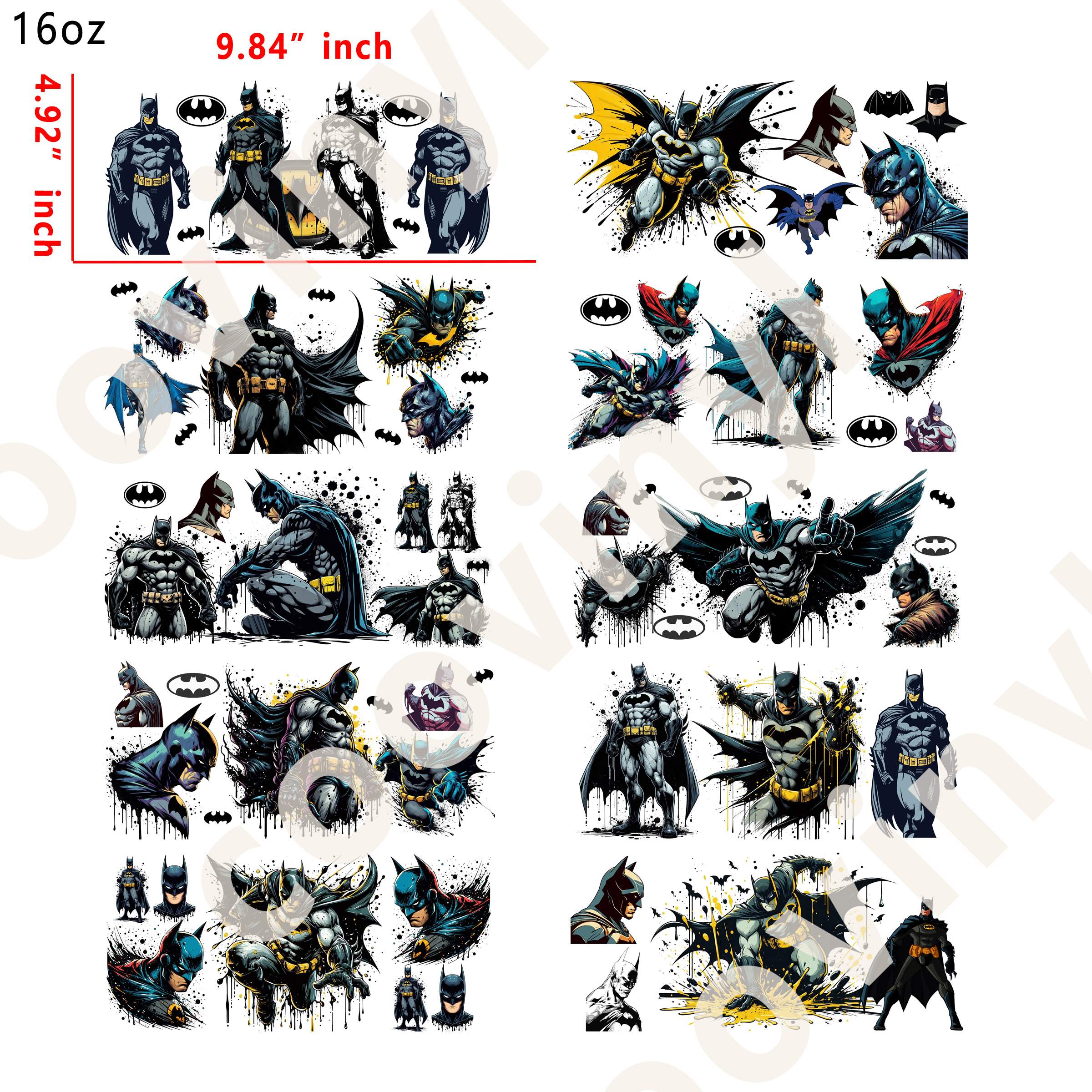 20 PCS DC Hero wraps 16OZ tumbler water proof