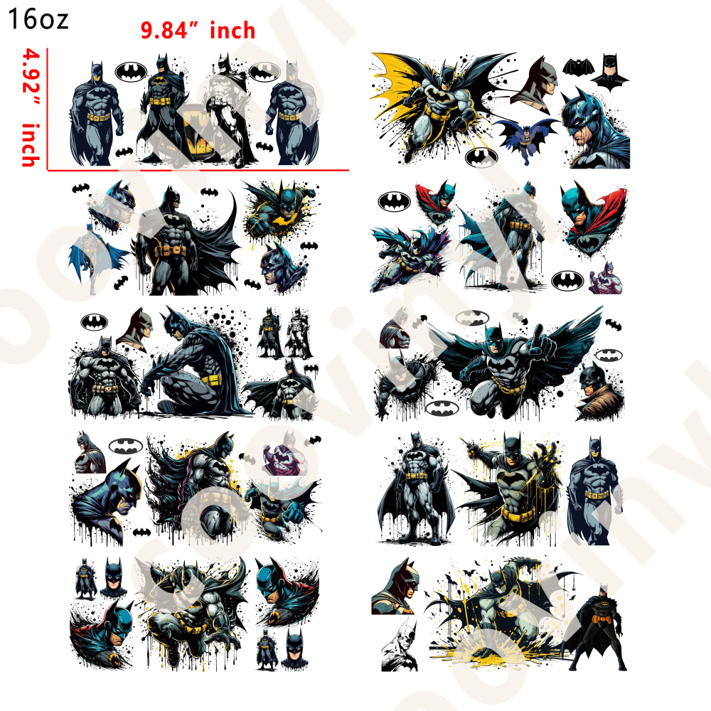 20 PCS DC Hero wraps 16OZ tumbler water proof