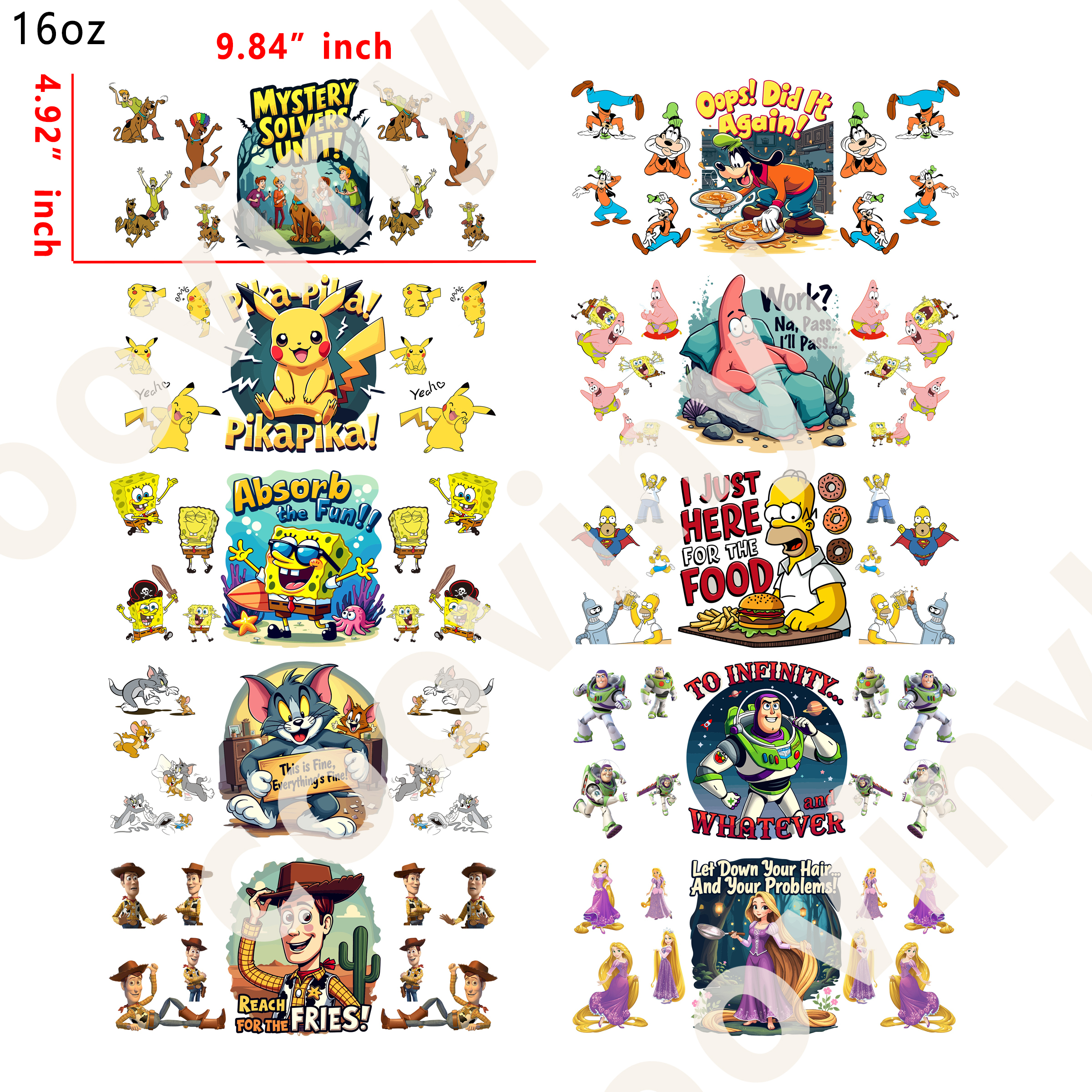 20 PCS Disney Words wraps 16OZ tumbler water proof
