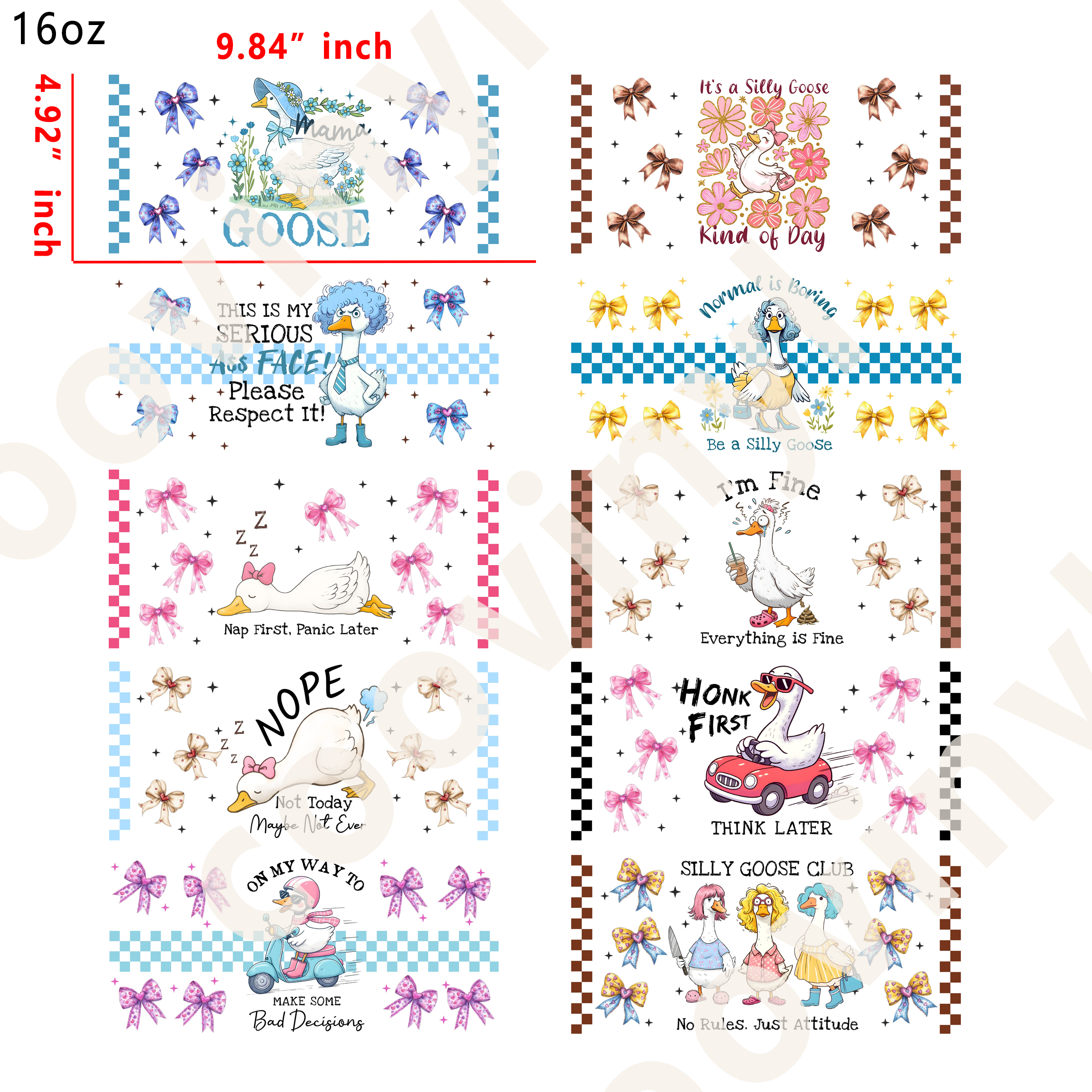 20 PCS Animals goose wraps 16OZ tumbler water proof