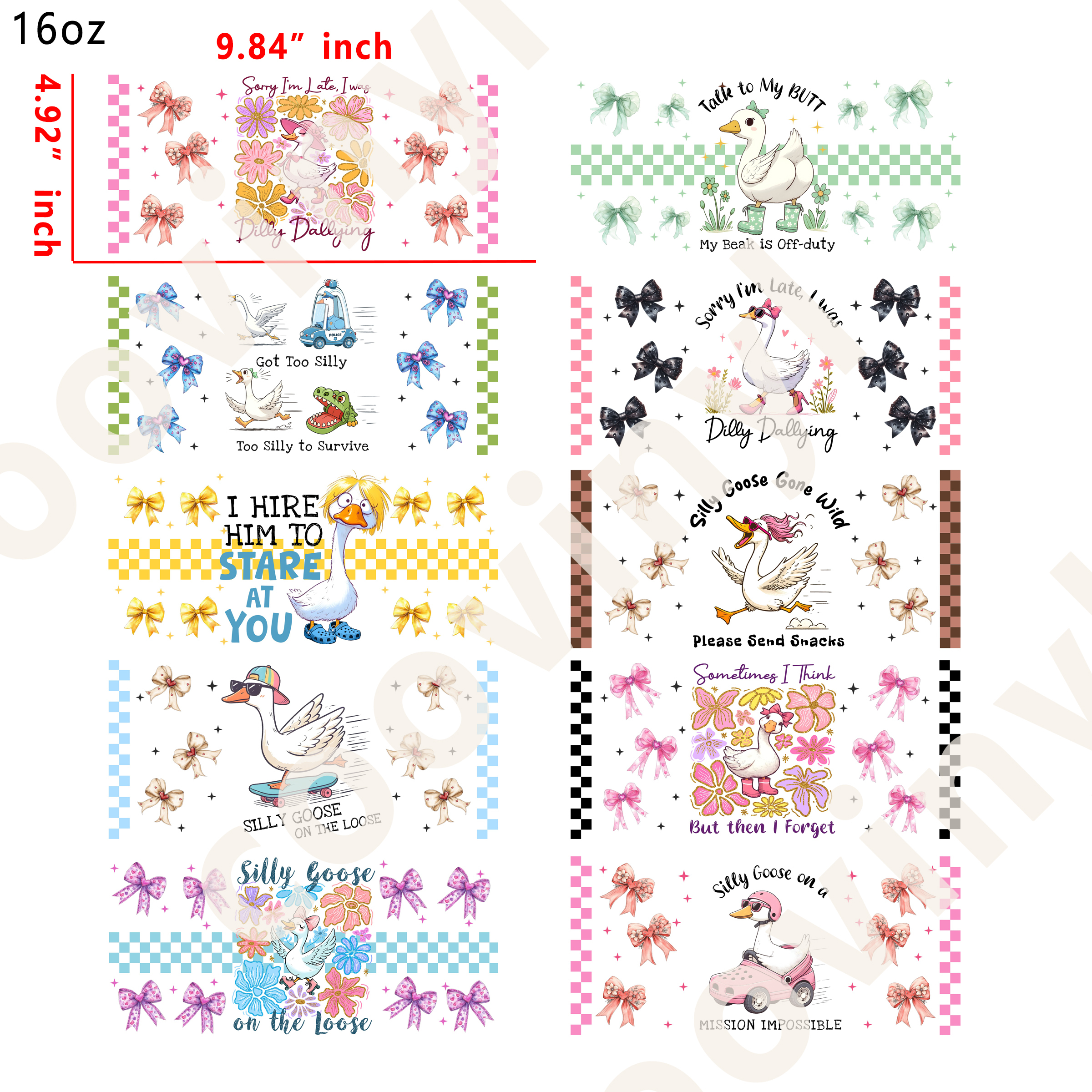 20 PCS Animals goose wraps 16OZ tumbler water proof
