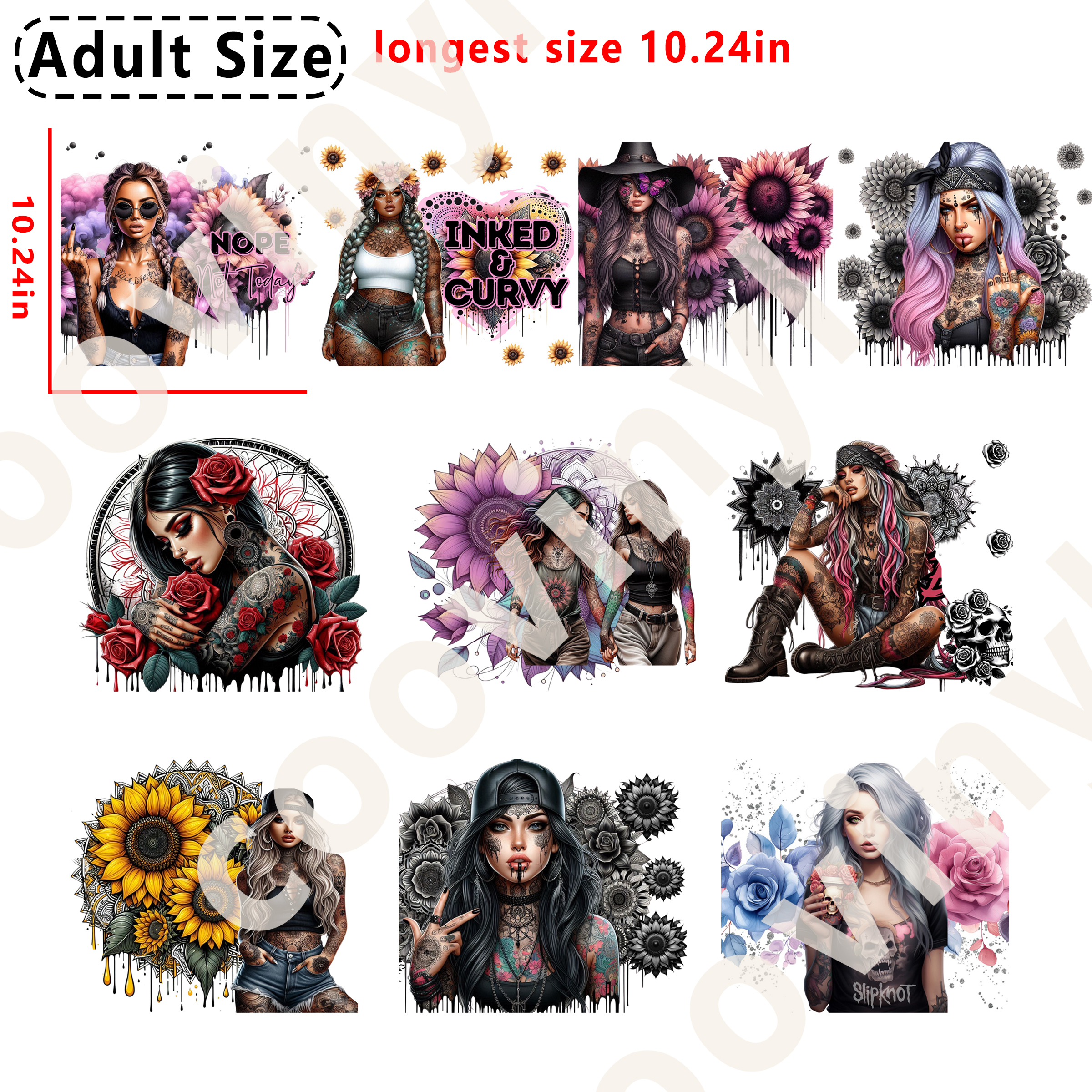 Tattoo girls DTF heat transfer vinyl for T-shirt hoodies