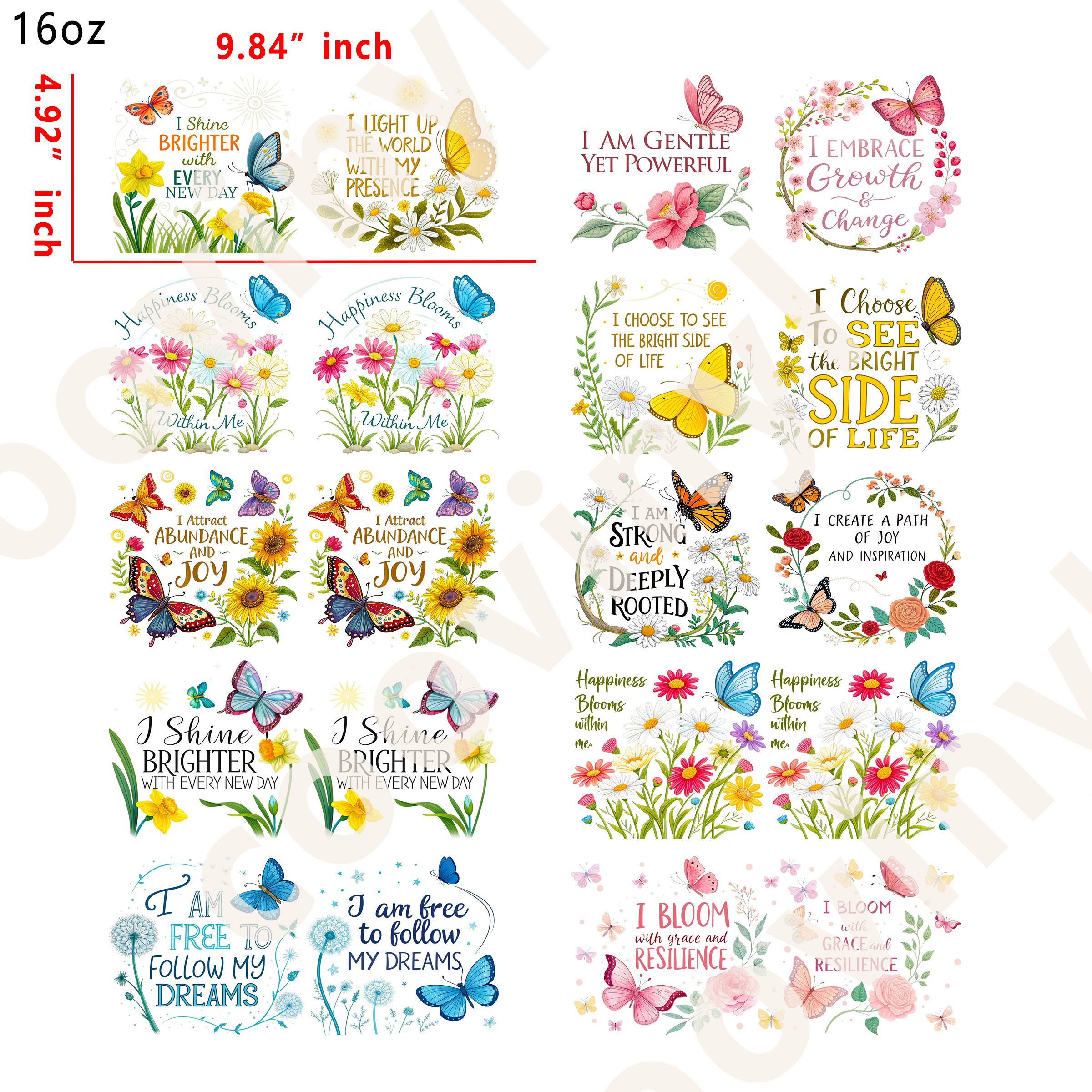 20 PCS Butterfly cup wraps 16OZ tumbler water proof