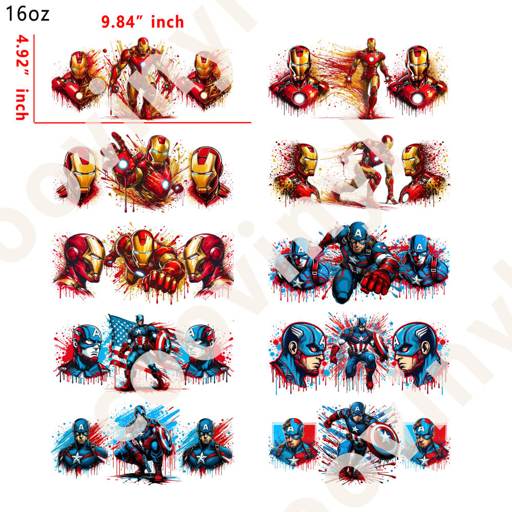 20 PCS Marvel cup wraps 16OZ tumbler water proof