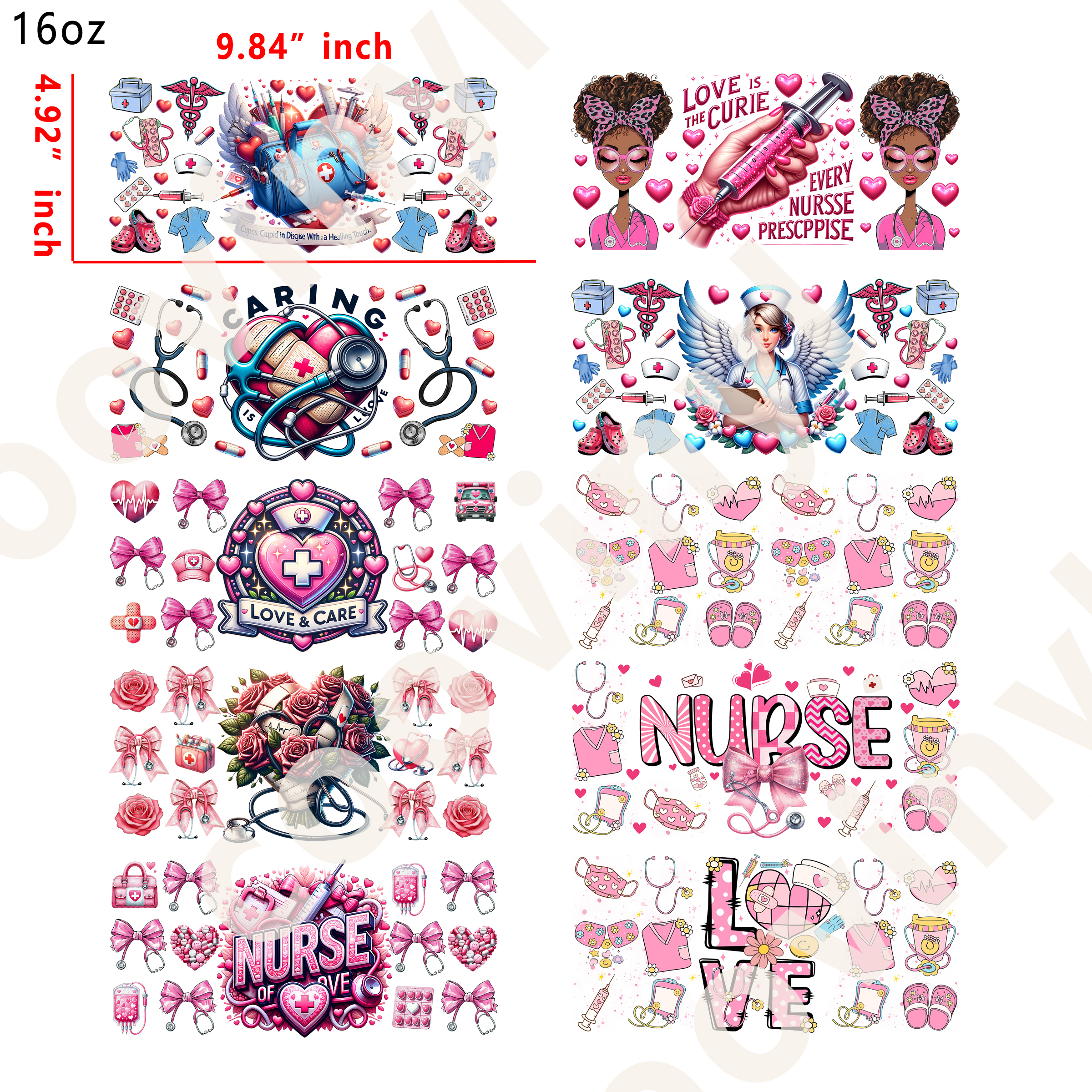 20 PCS Nurse cup wraps 16OZ tumbler water proof