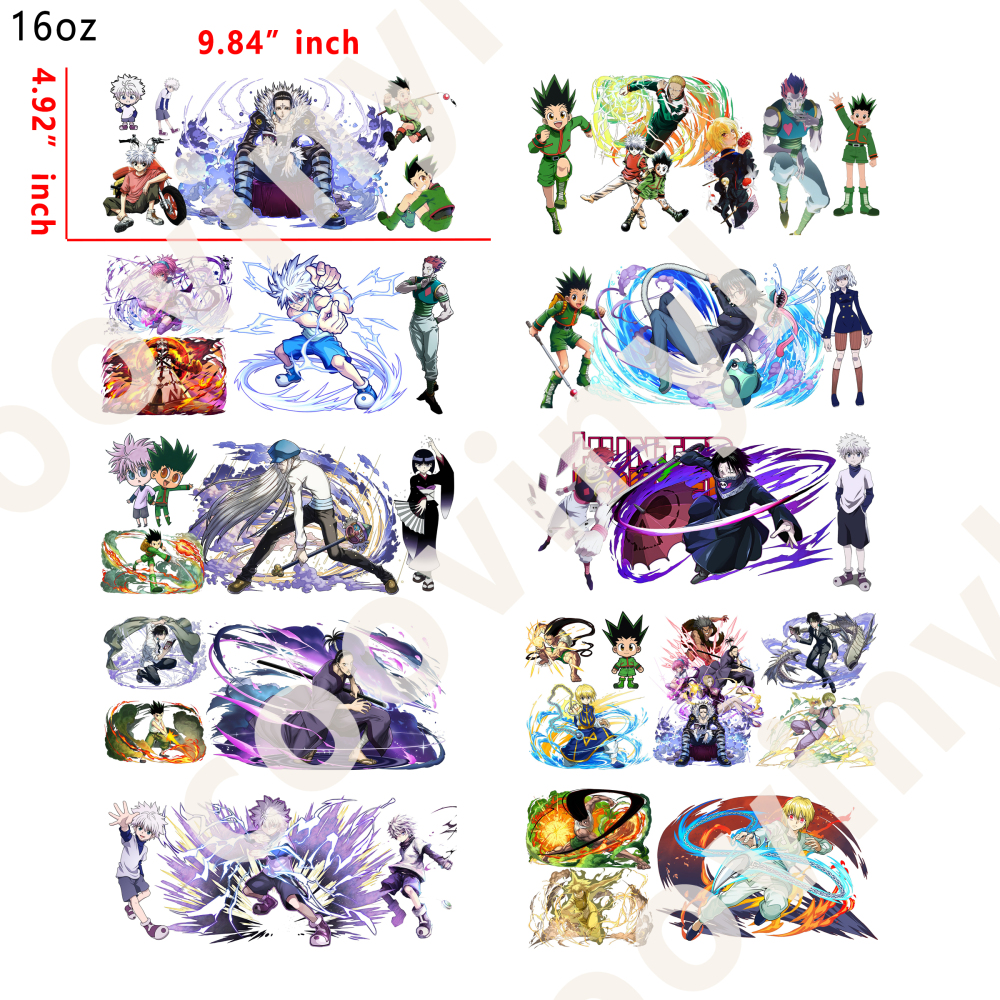 10 PCS Hunter × Hunter cup wraps 16OZ tumbler water proof