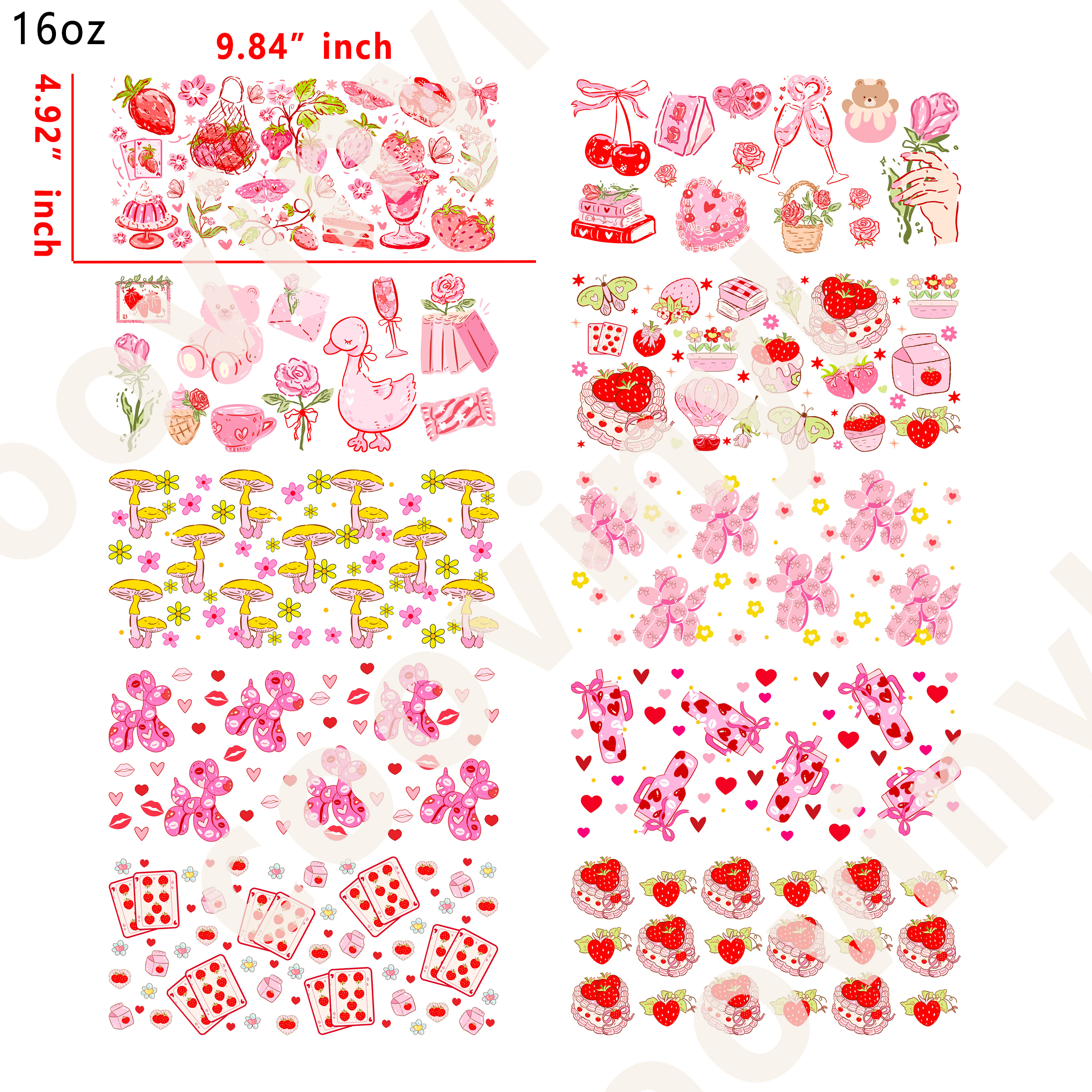20 PCS Colorful cup wraps 16OZ tumbler water proof