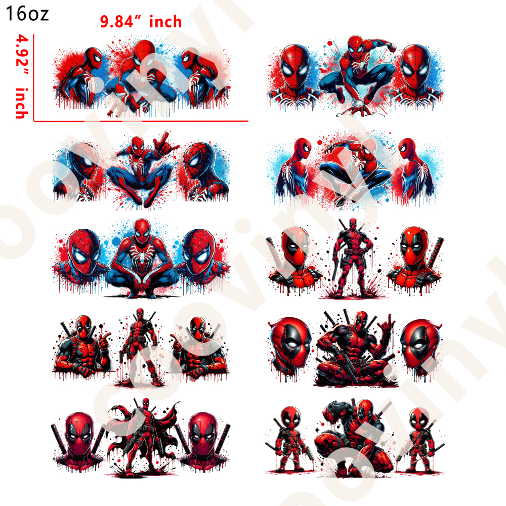 20 PCS Marvel cup wraps 16OZ tumbler water proof