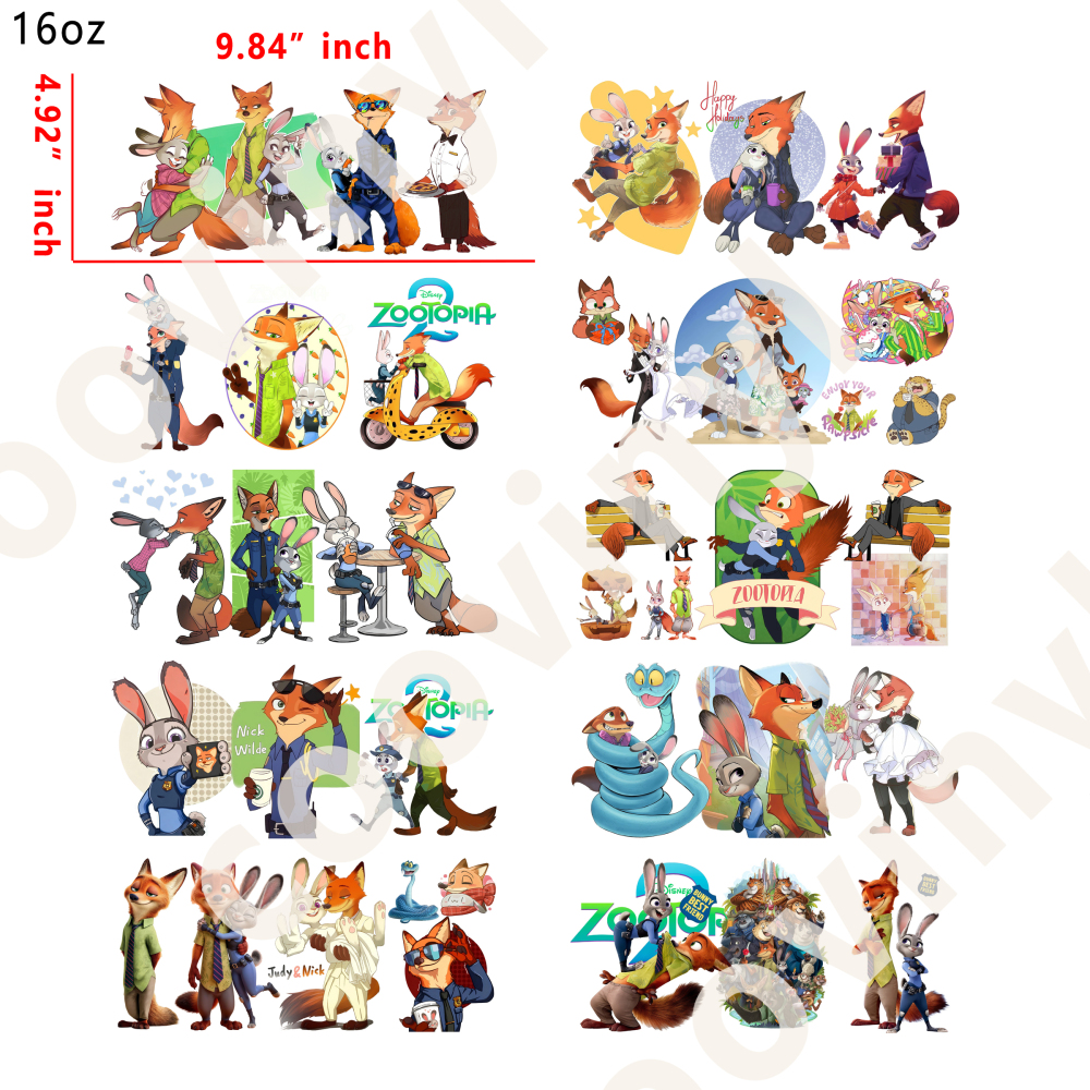 20 PCS Zootopia cup wraps 16OZ tumbler water proof