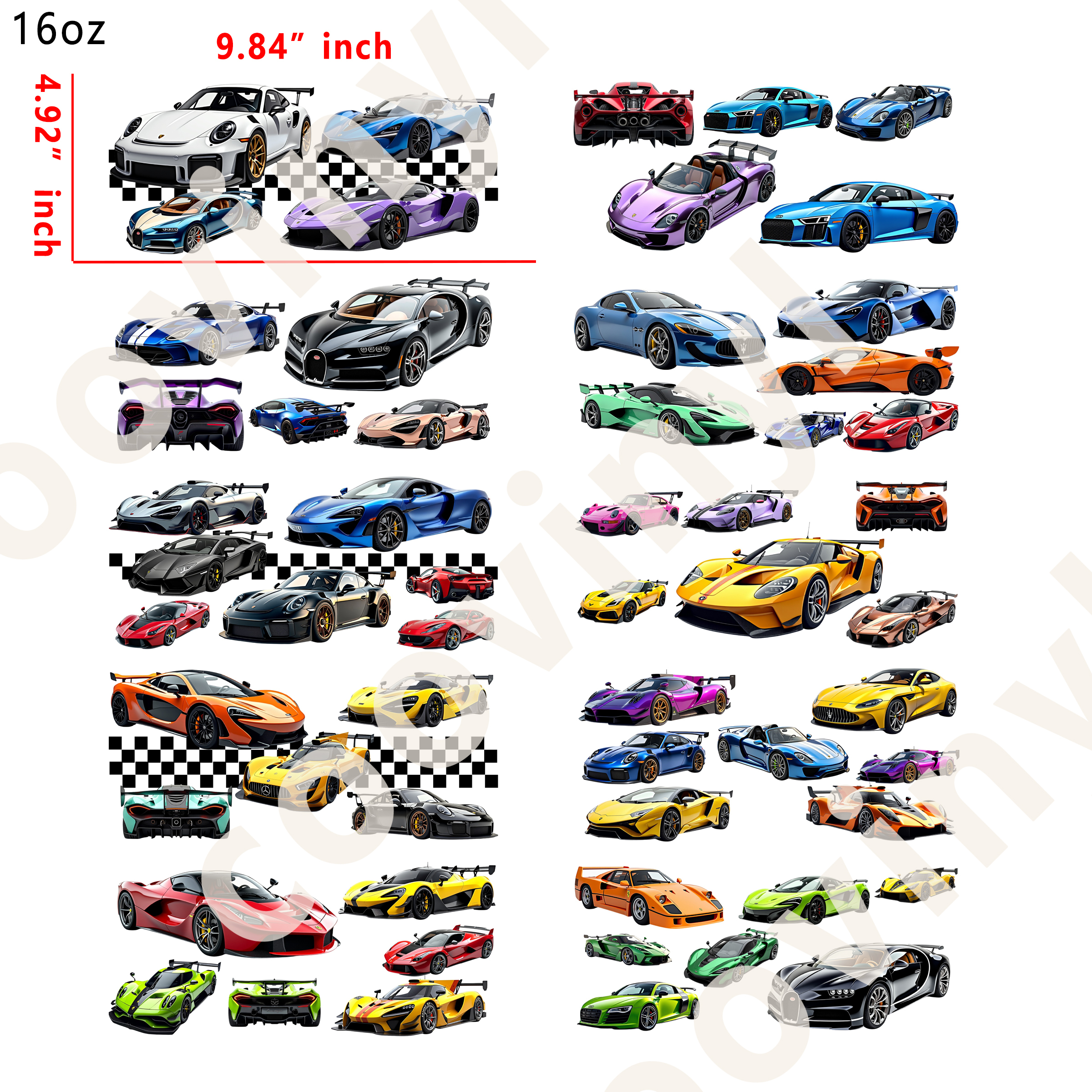 10 PCS Racing cup wraps 16OZ tumbler water proof