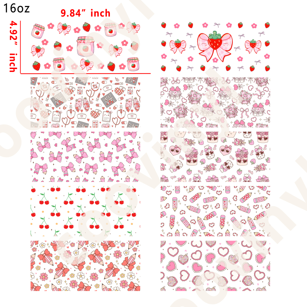 20 PCS Bow cup wraps 16OZ tumbler water proof