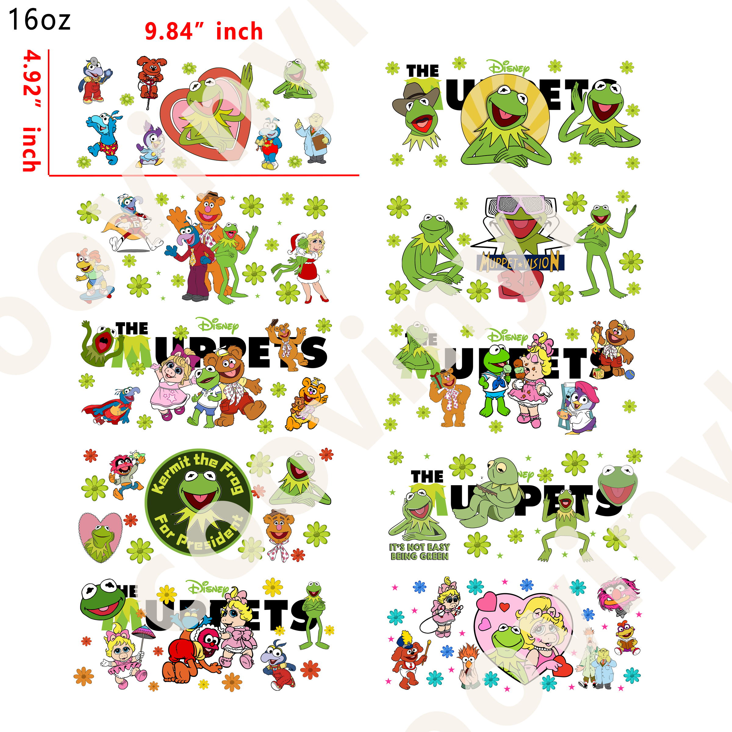 10 PCS muppets cup wraps 16OZ tumbler water proof