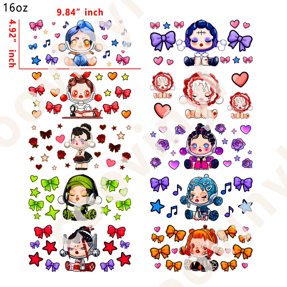 20 PCS Skull Panda wraps 16OZ tumbler water proof