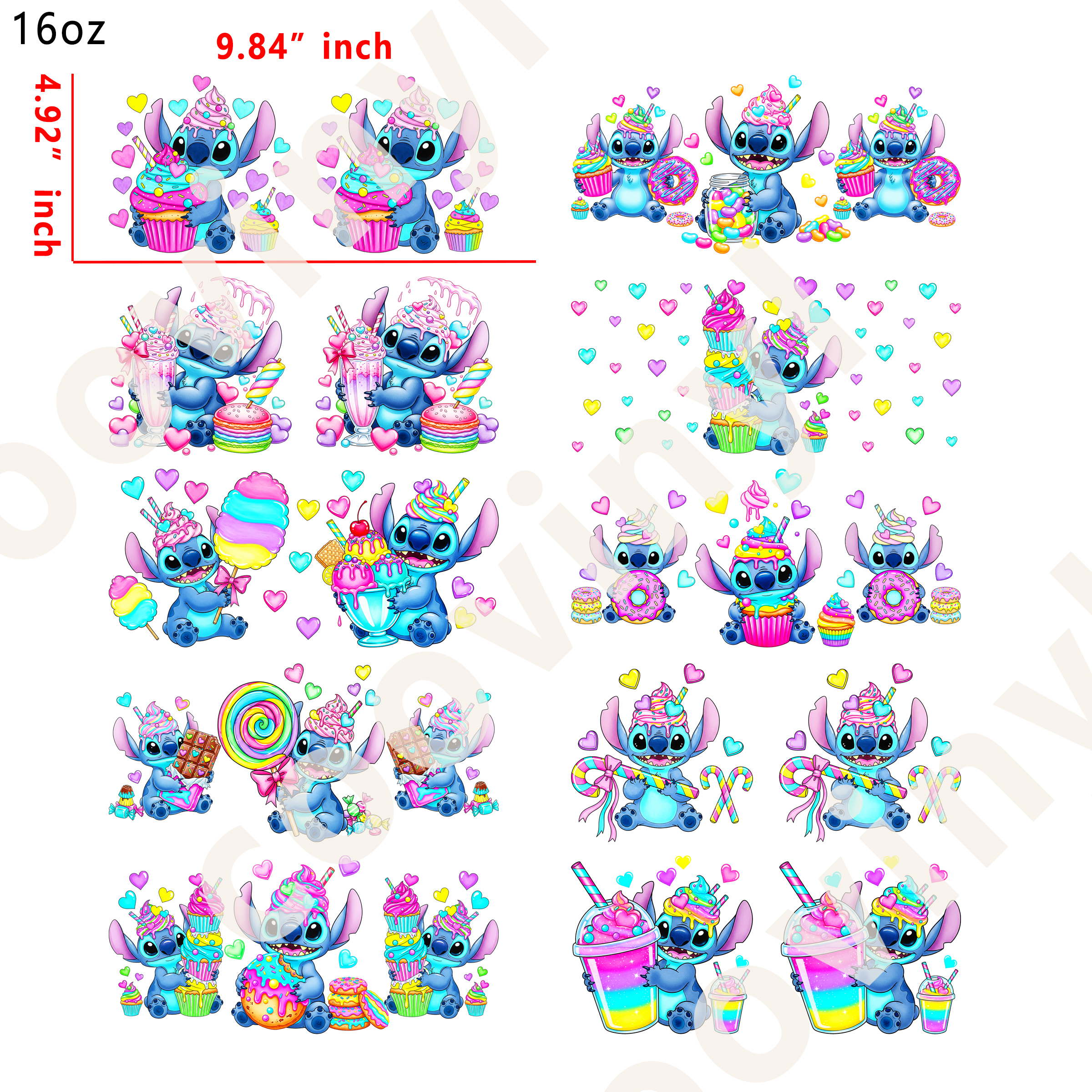 10 PCS Stitch cup wraps 16OZ tumbler water proof