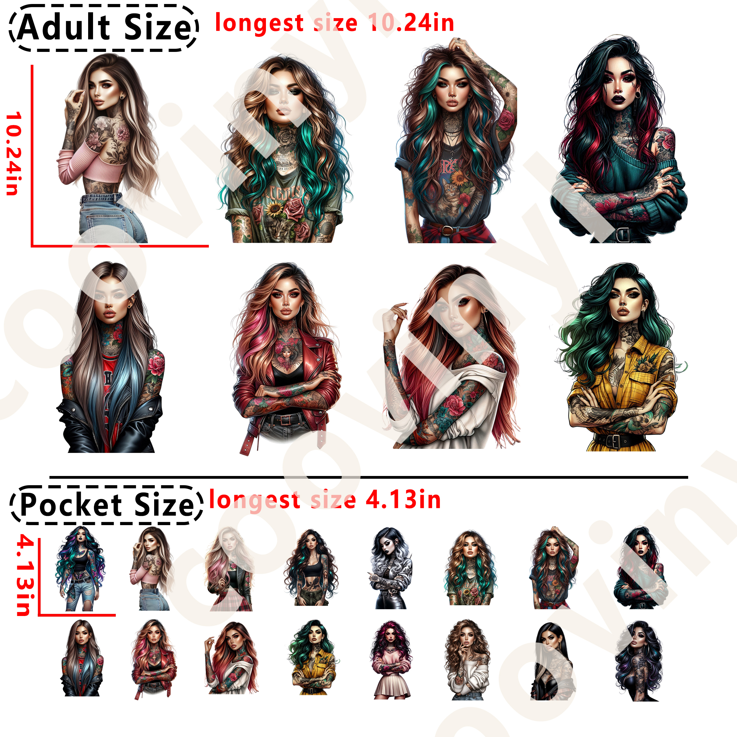 Tattoo girls DTF heat transfer vinyl for T-shirt hoodies