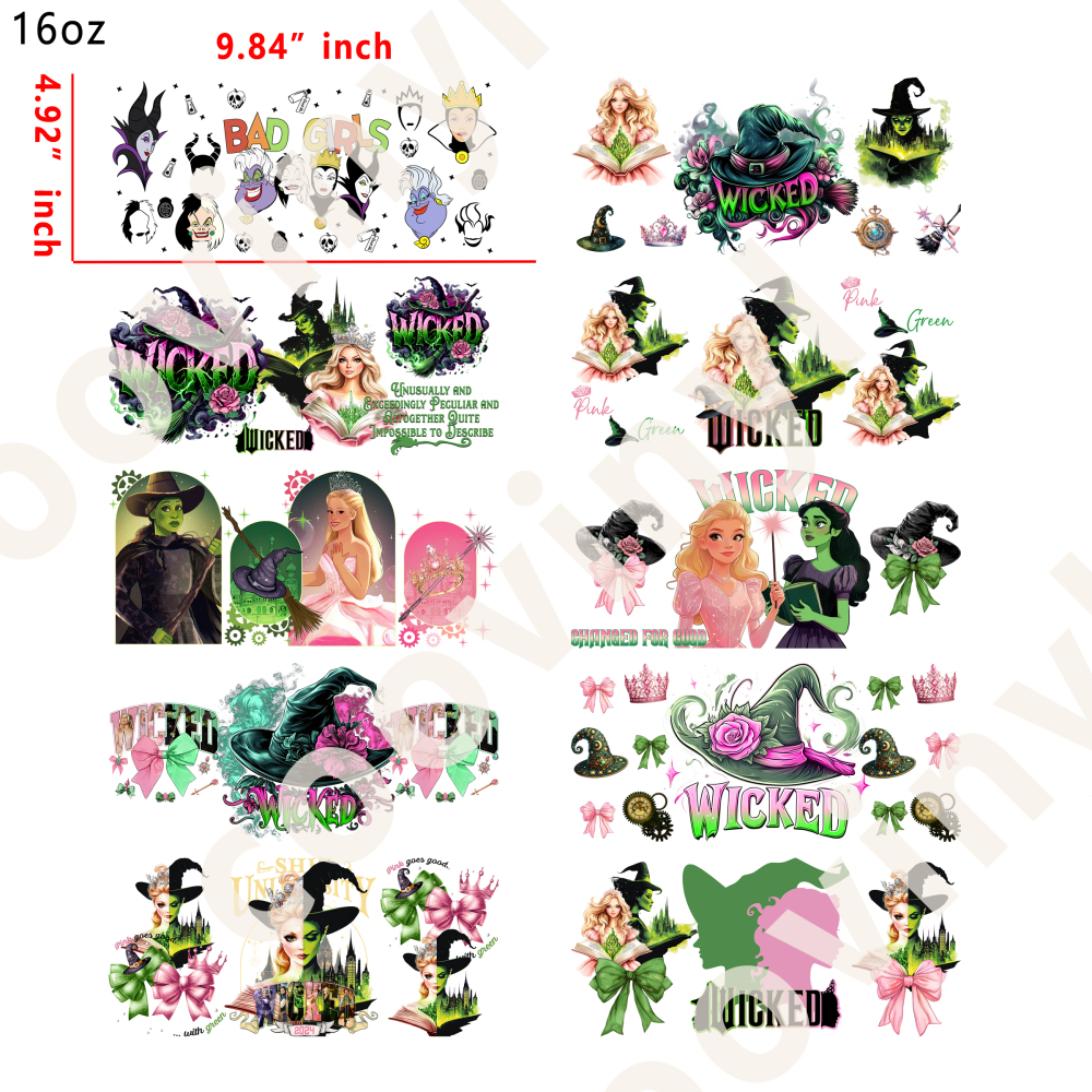 10 PCS Wicked cup wraps 16OZ tumbler water proof