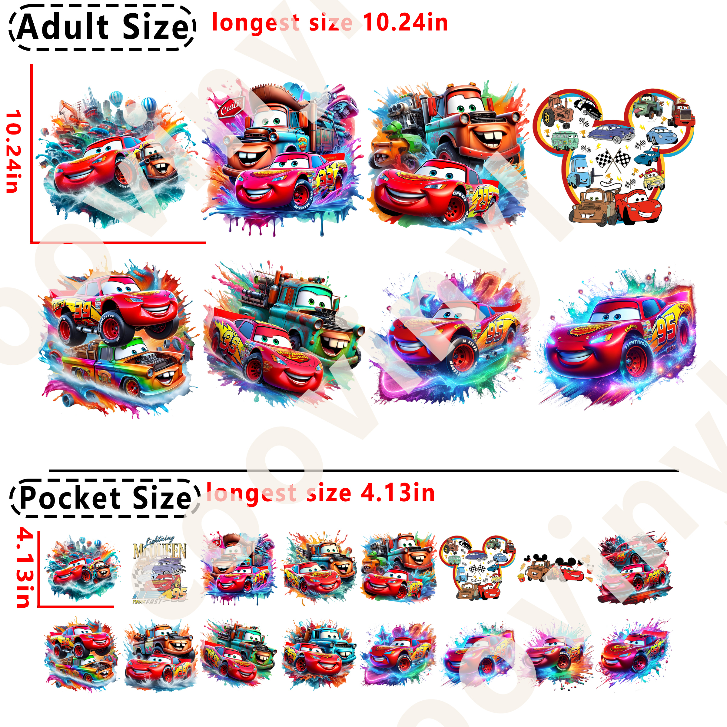 Cars DTF heat transfer vinyl for T-shirt hoodies