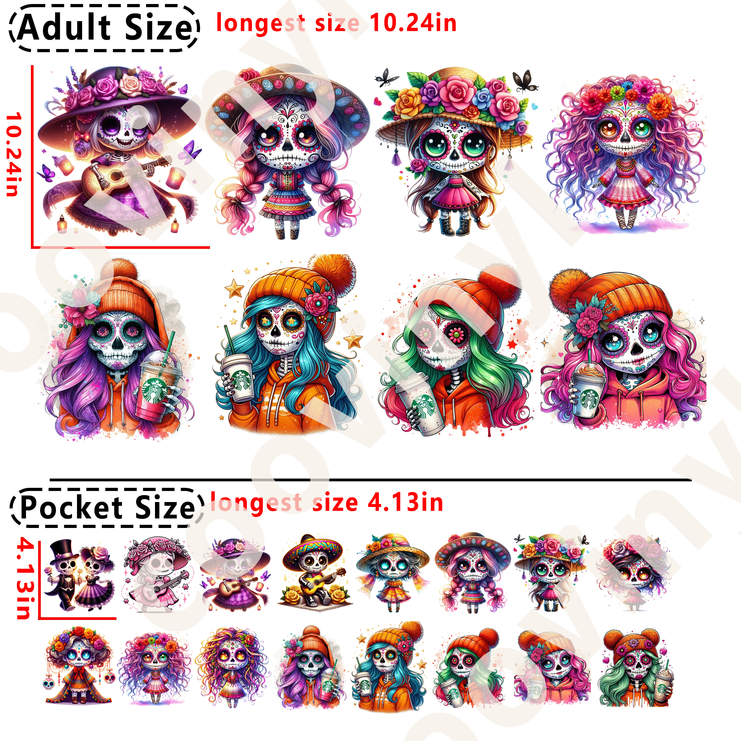 Skull DTF heat transfer vinyl for T-shirt hoodies