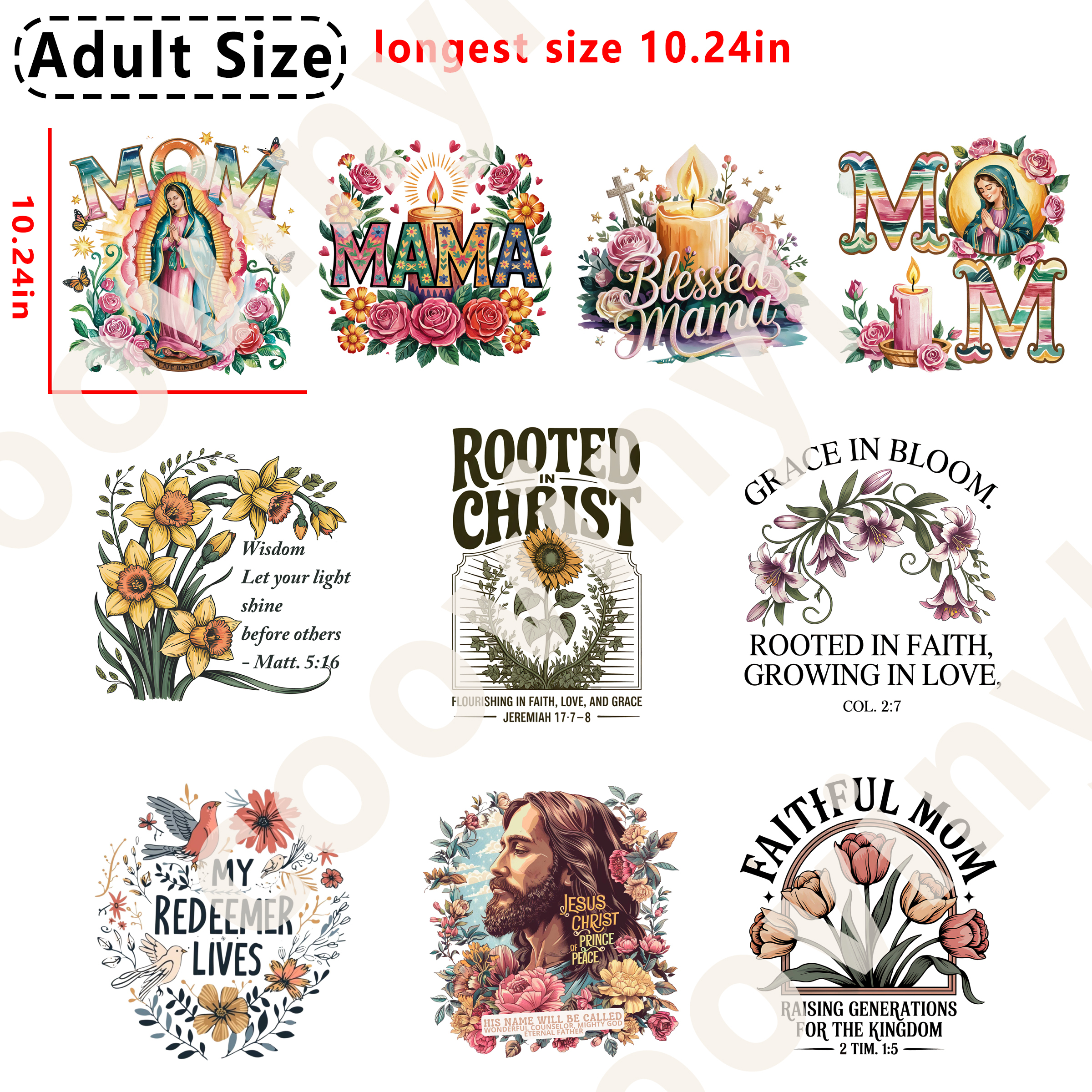 Virgin Mary DTF heat transfer vinyl for T-shirt hoodies