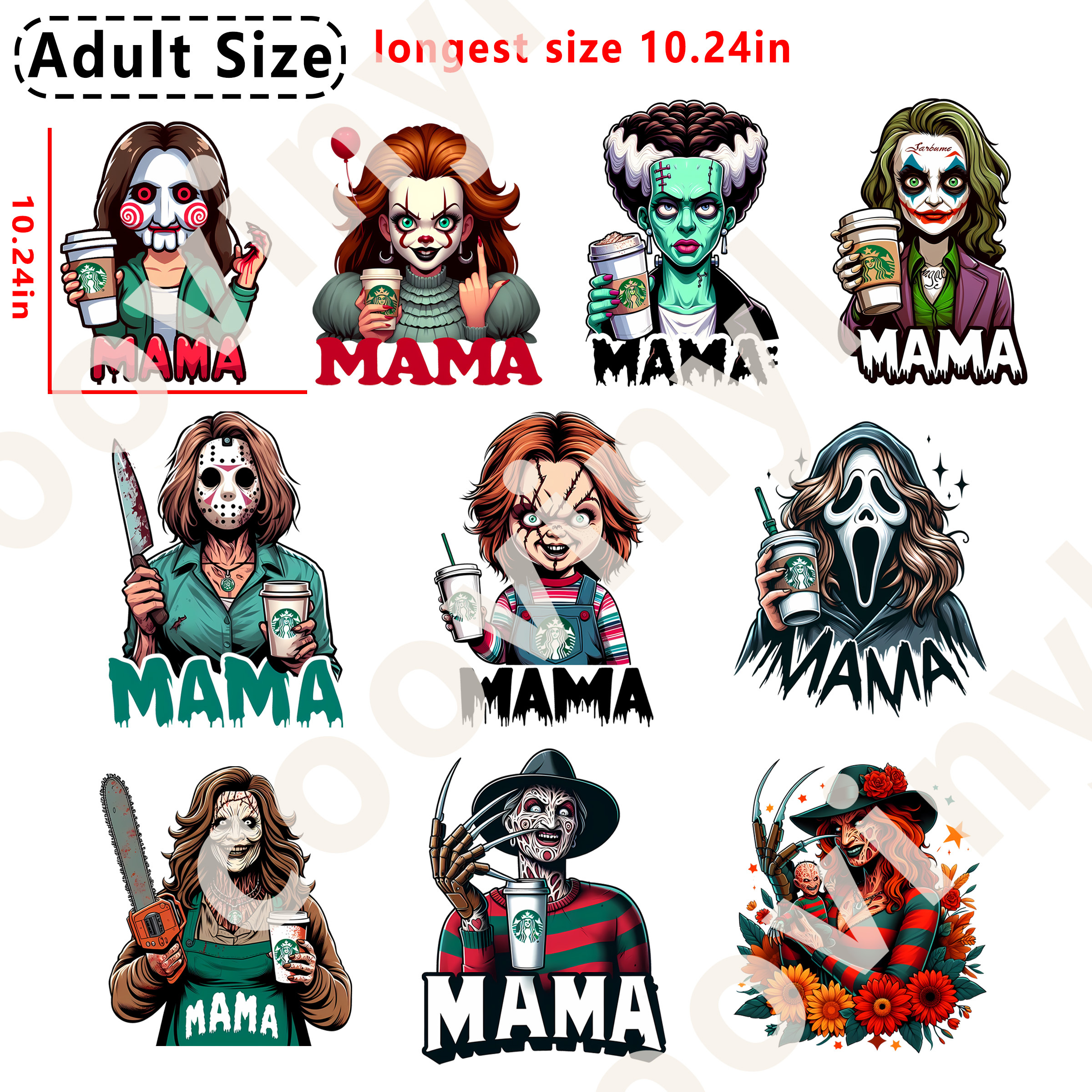 Horror mama DTF heat transfer vinyl for T-shirt hoodies