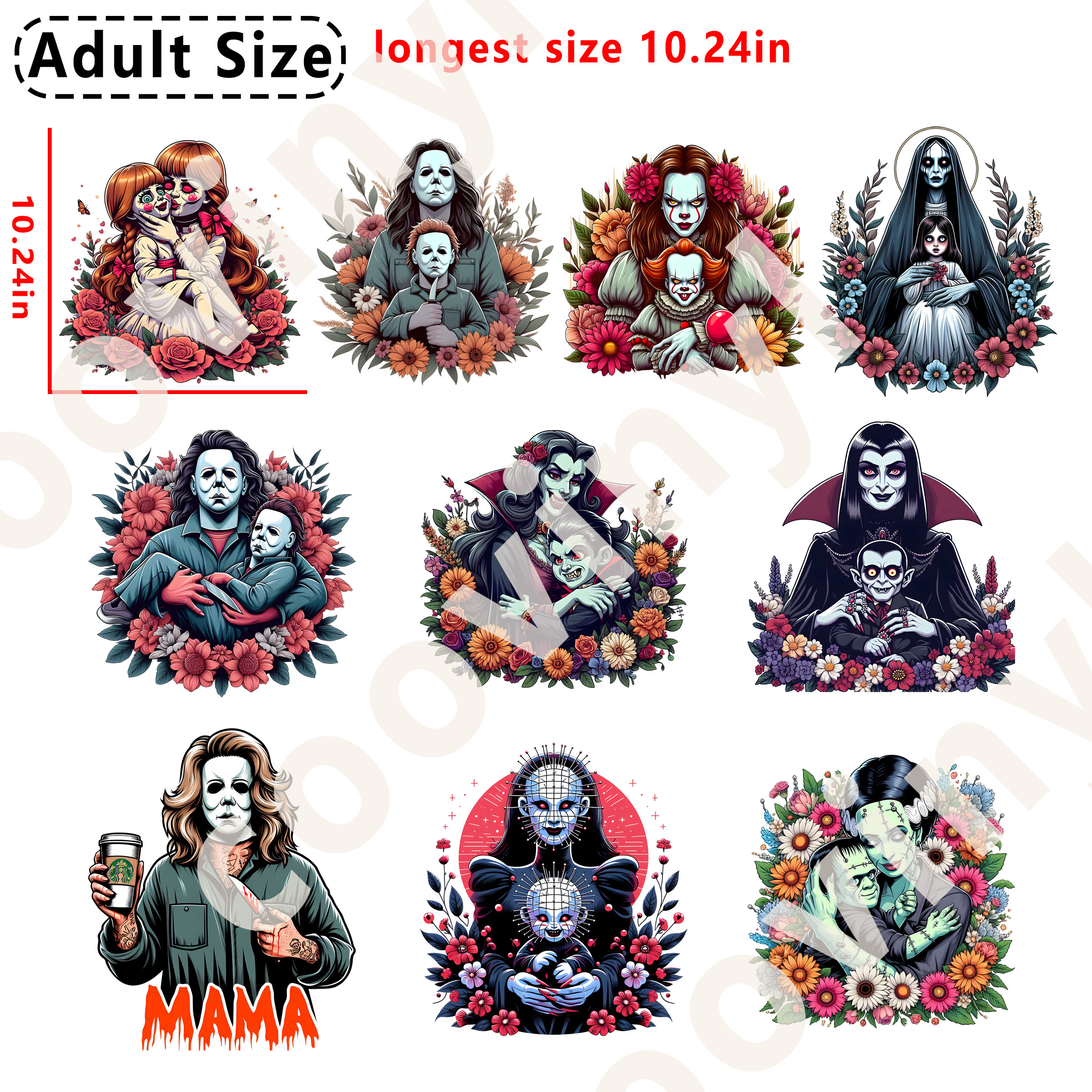 Horror mama DTF heat transfer vinyl for T-shirt hoodies