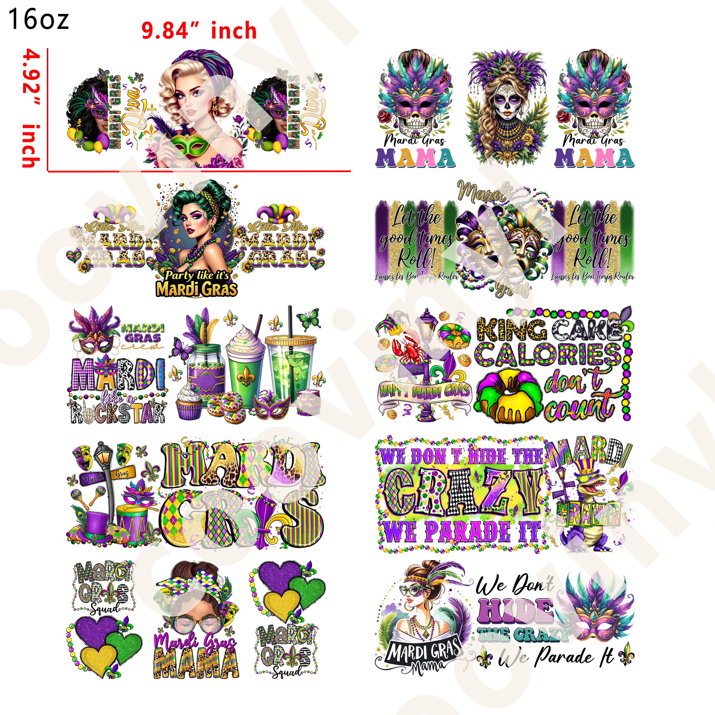 10 PCS Carnival cup wraps 16OZ tumbler water proof