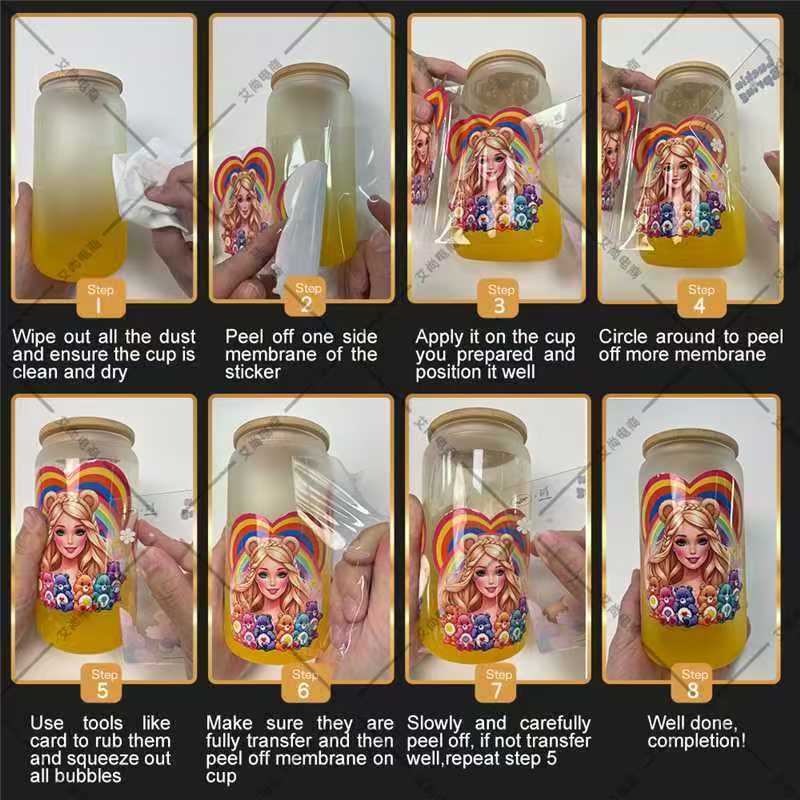 20 PCS Cute Labubu UV DTF Cup wraps 16OZ tumbler water proof