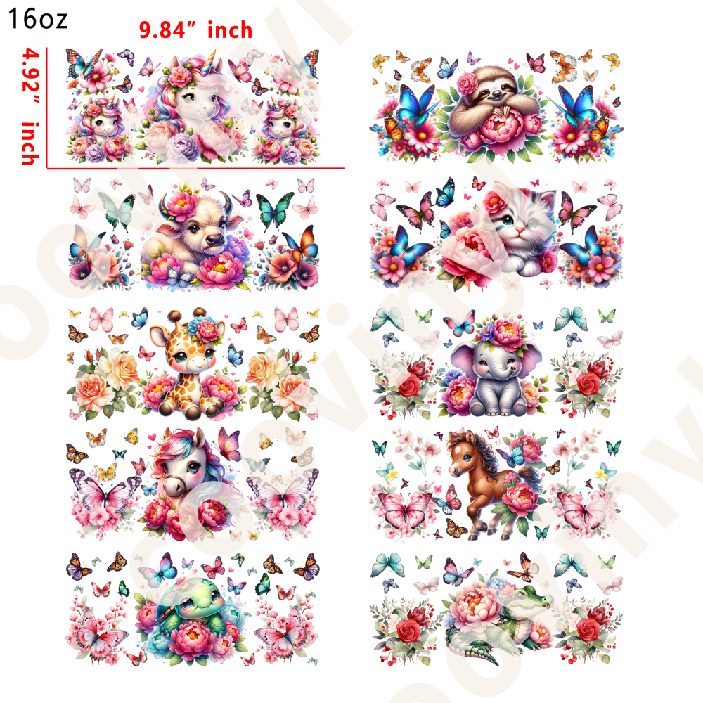 20 PCS Animals cup wraps 16OZ tumbler water proof