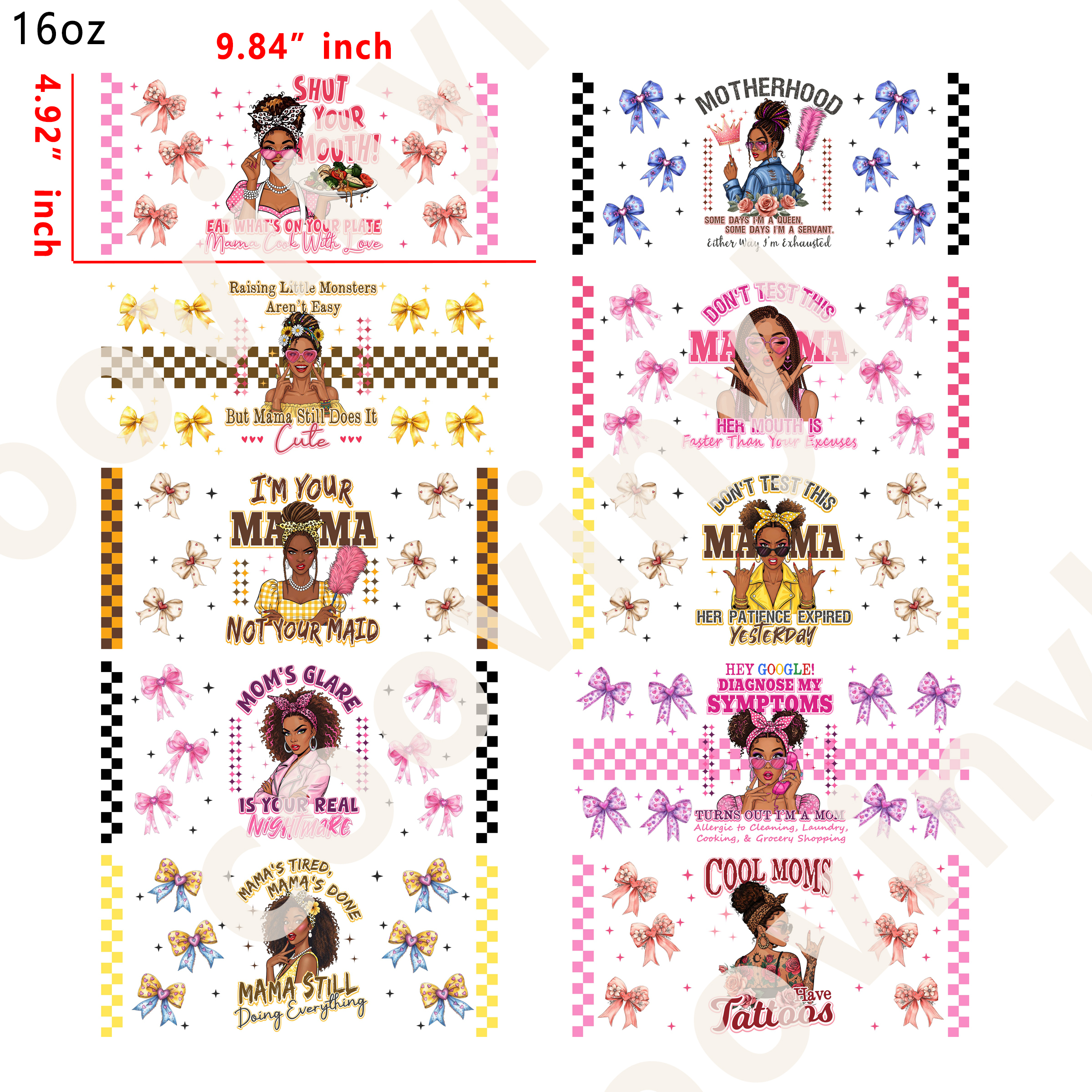 20 PCS Sarcastic Mom wraps 16OZ tumbler water proof