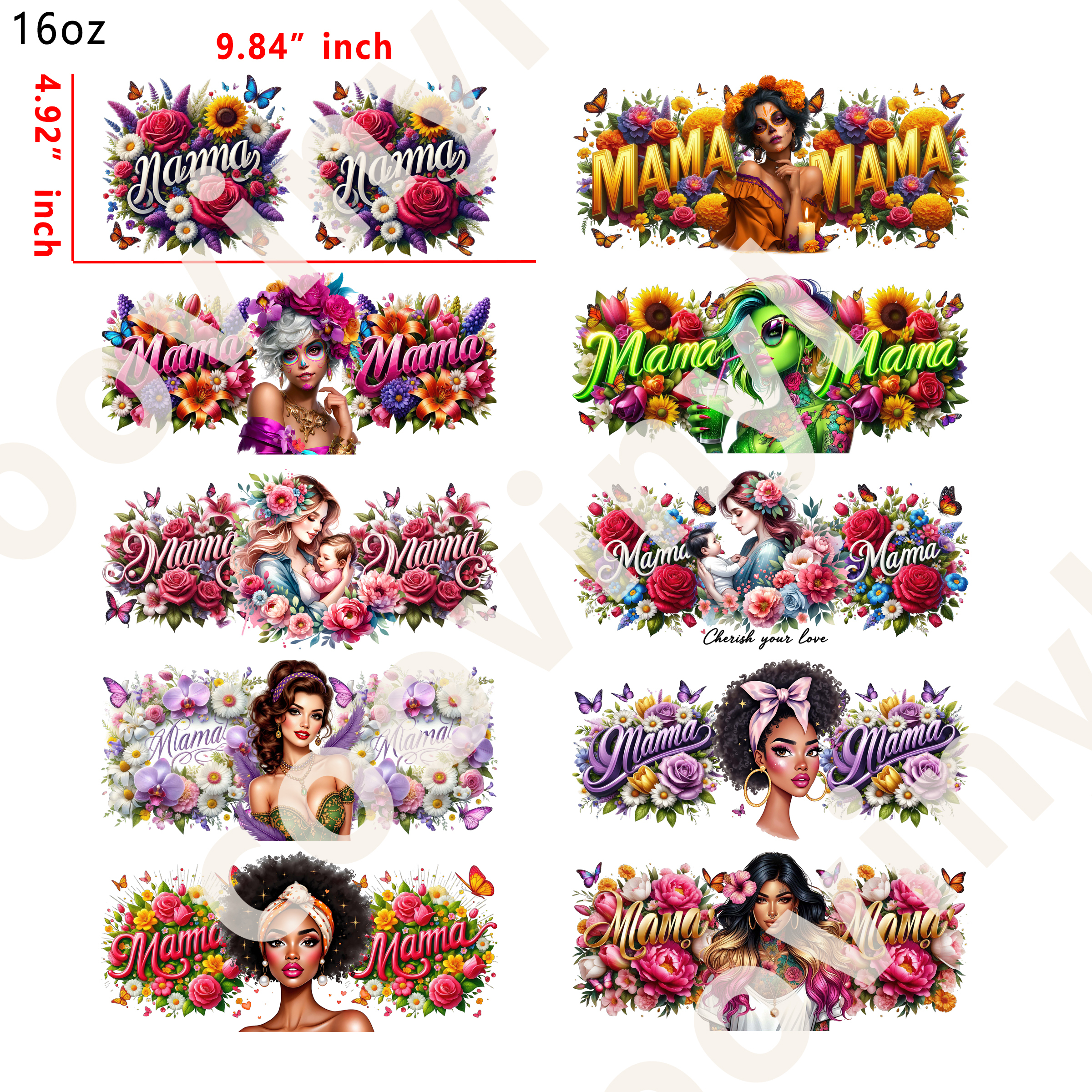 10 PCS MAMA cup wraps 16OZ tumbler water proof