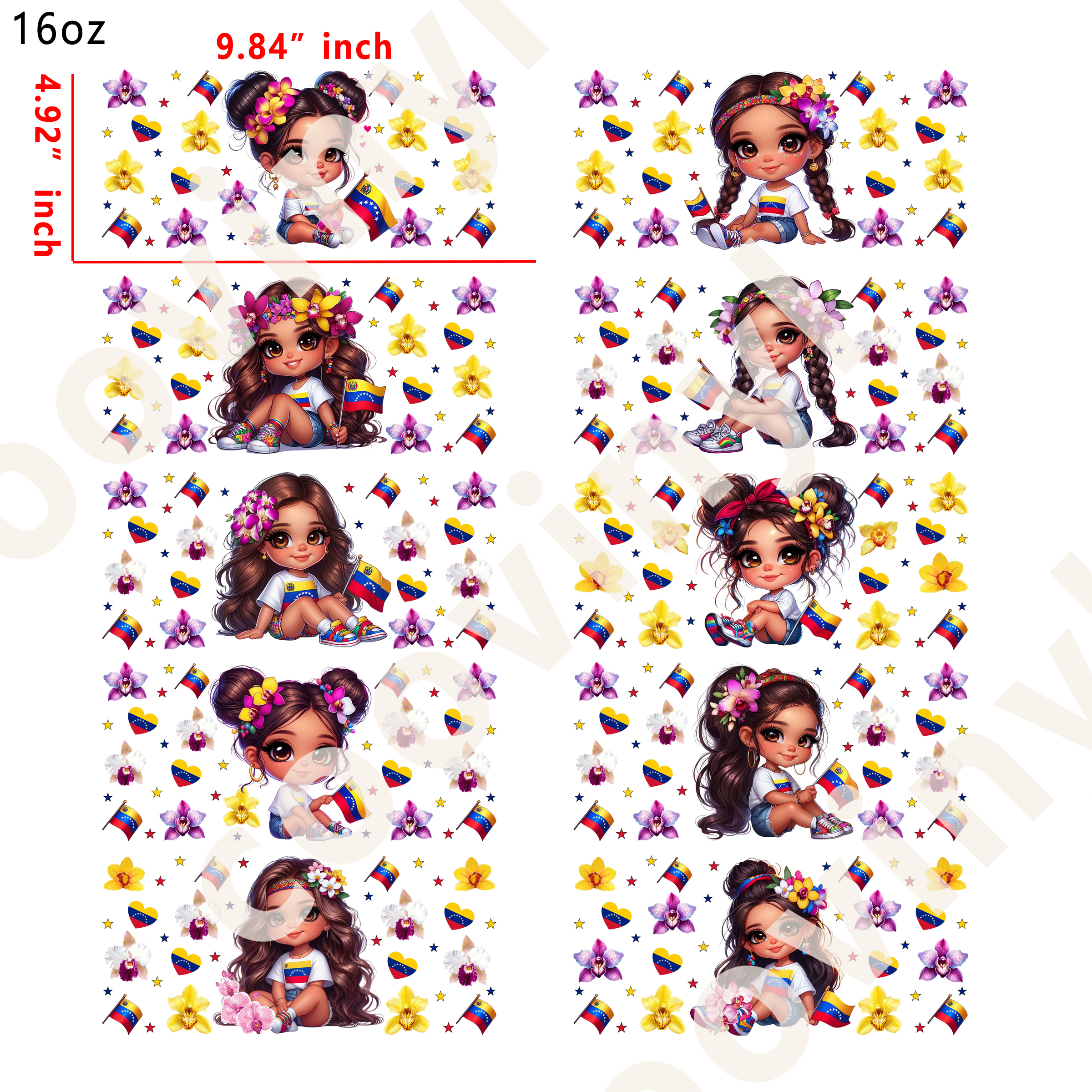 20 PCS Girl UV DTF Cup wraps 16OZ tumbler water proof