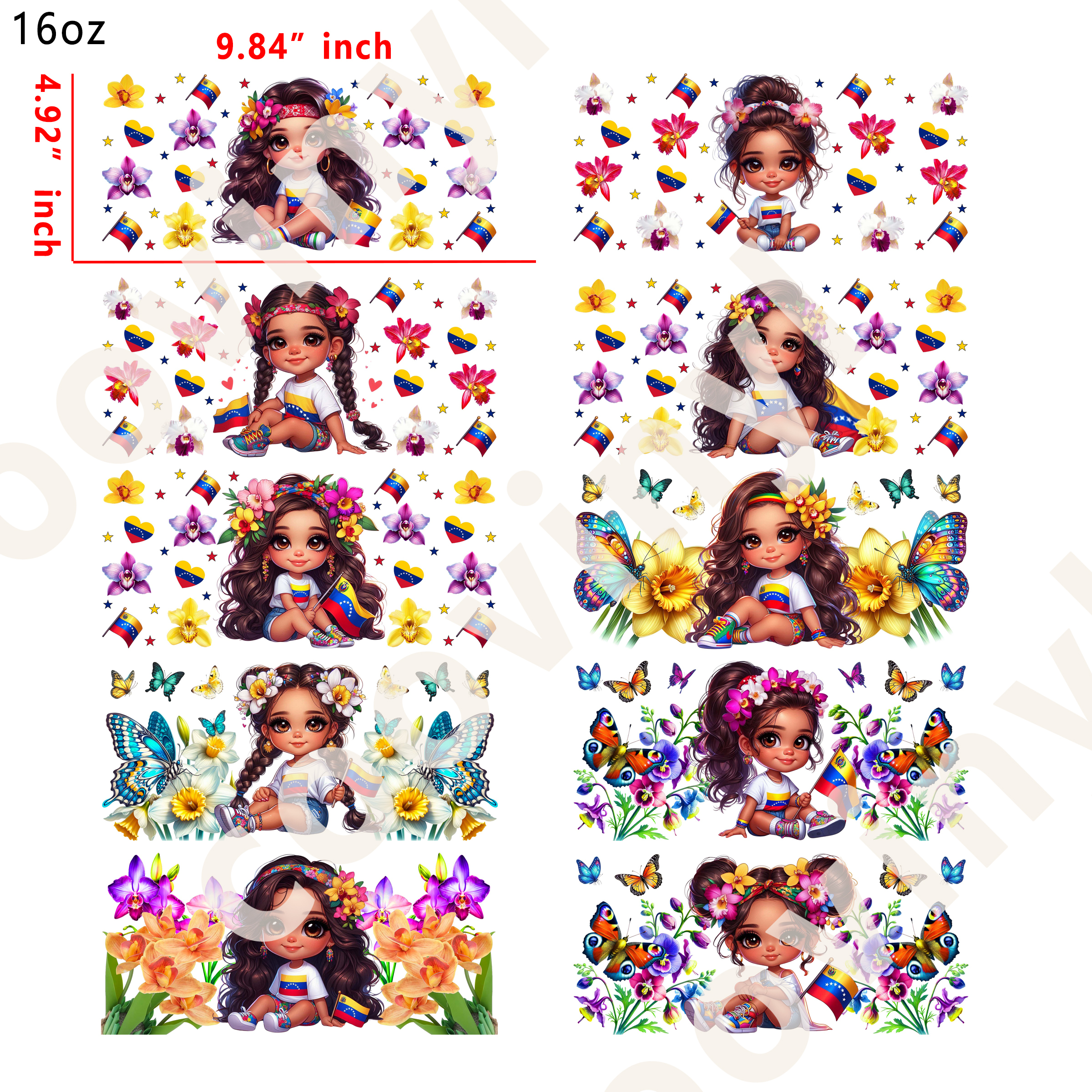 20 PCS Girl UV DTF Cup wraps 16OZ tumbler water proof