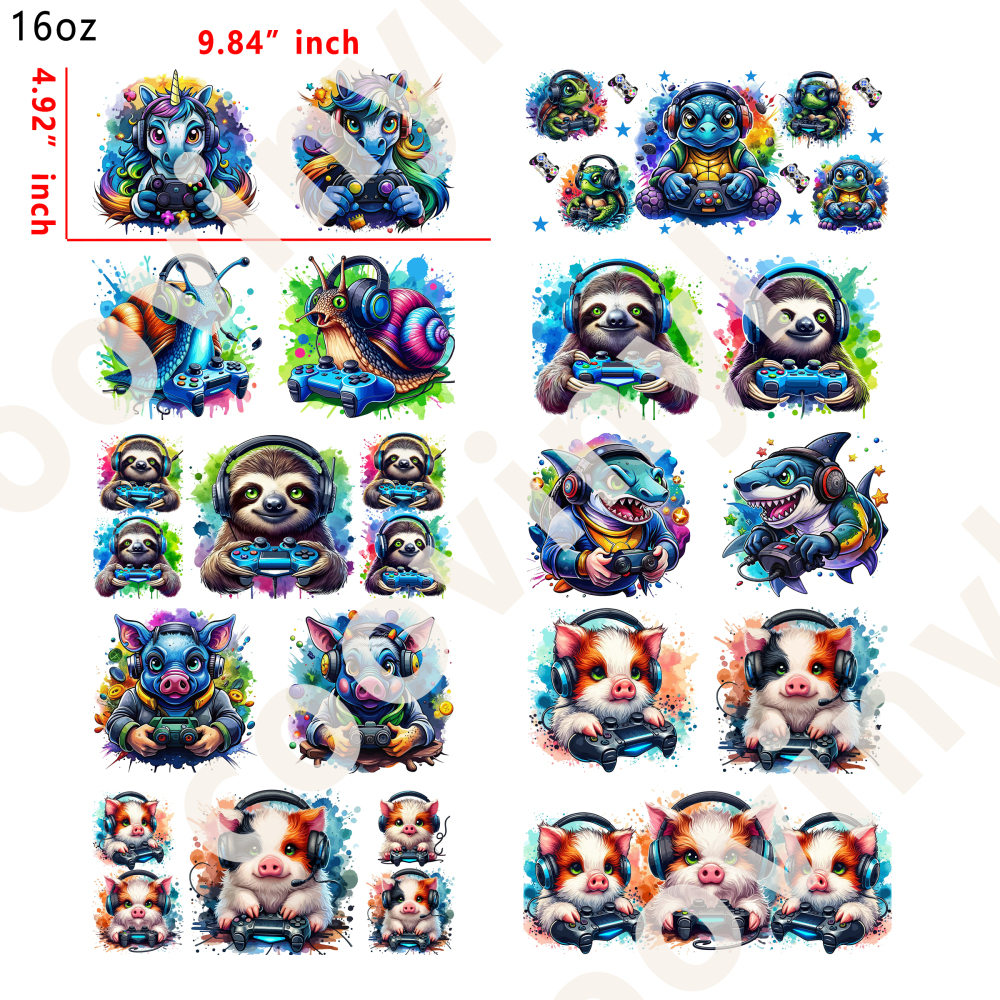 20 PCS Animals cup wraps 16OZ tumbler water proof