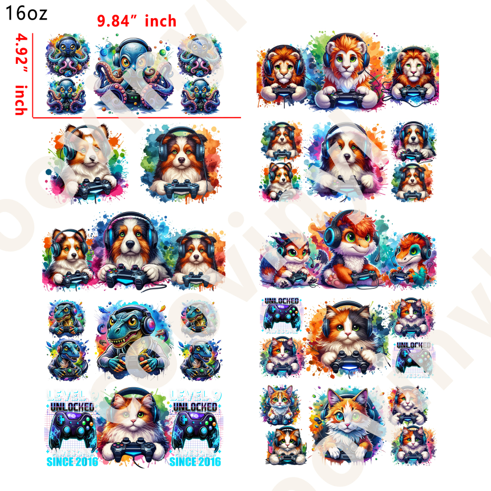 20 PCS Animals cup wraps 16OZ tumbler water proof