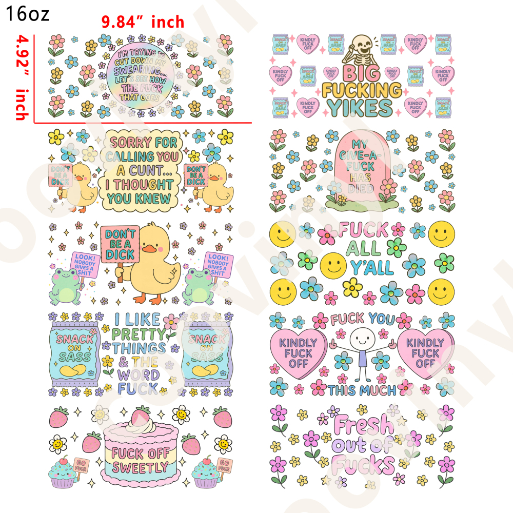 20 PCS sassy wraps 16OZ tumbler water proof