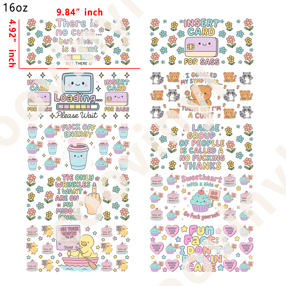 20 PCS sassy wraps 16OZ tumbler water proof