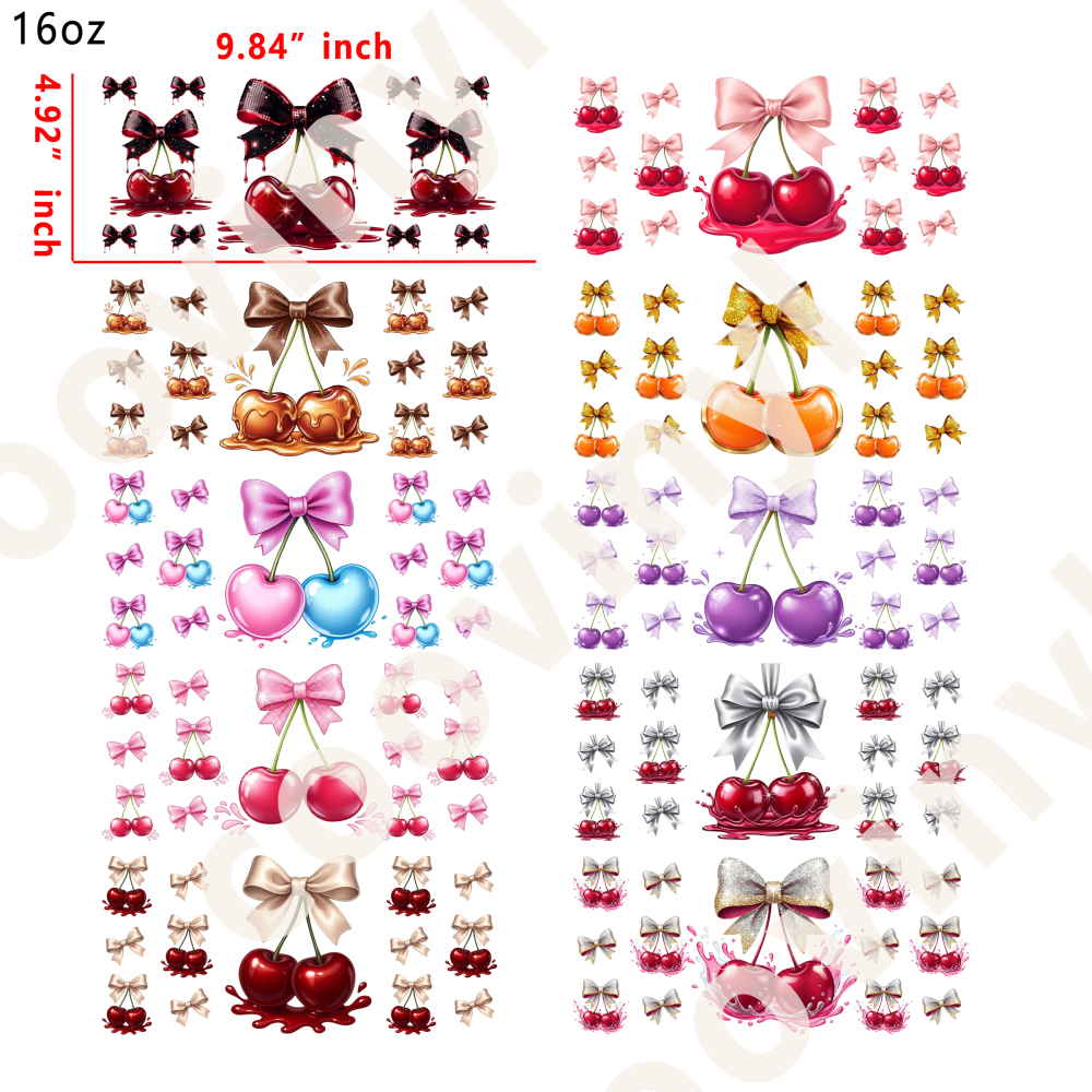 20 PCS Cherry cup wraps 16OZ tumbler water proof