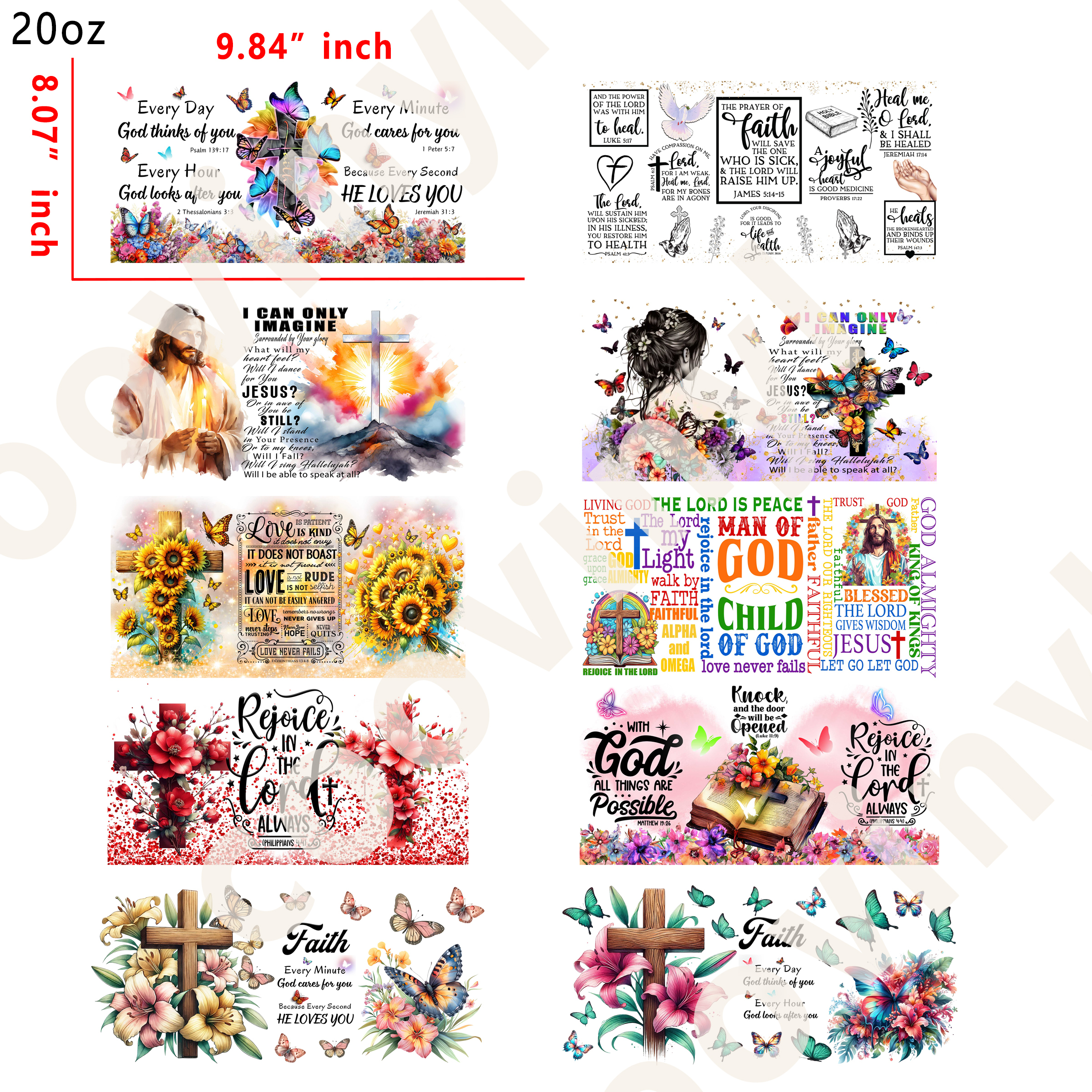 20 PCS Faith Christian cup wraps 16OZ tumbler water proof