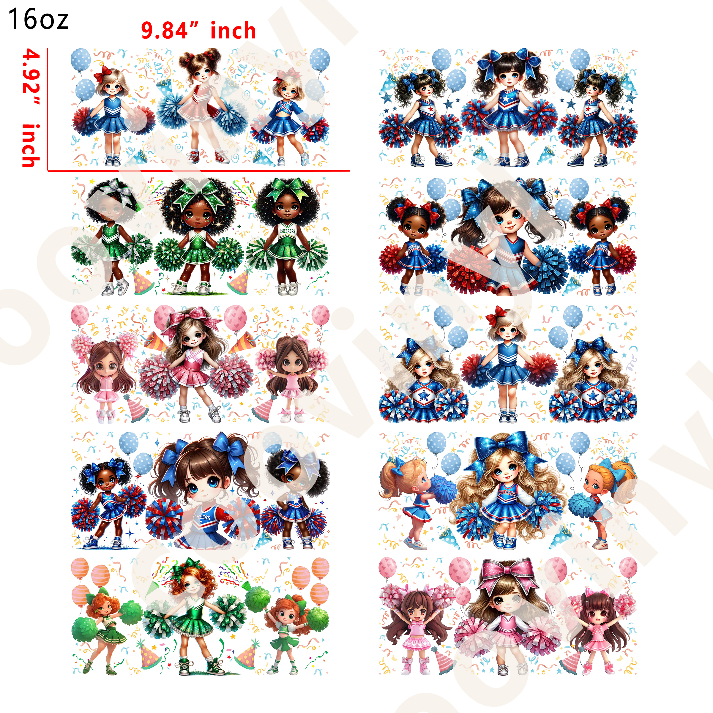 20 PCS Cheerleading wraps 16OZ tumbler water proof