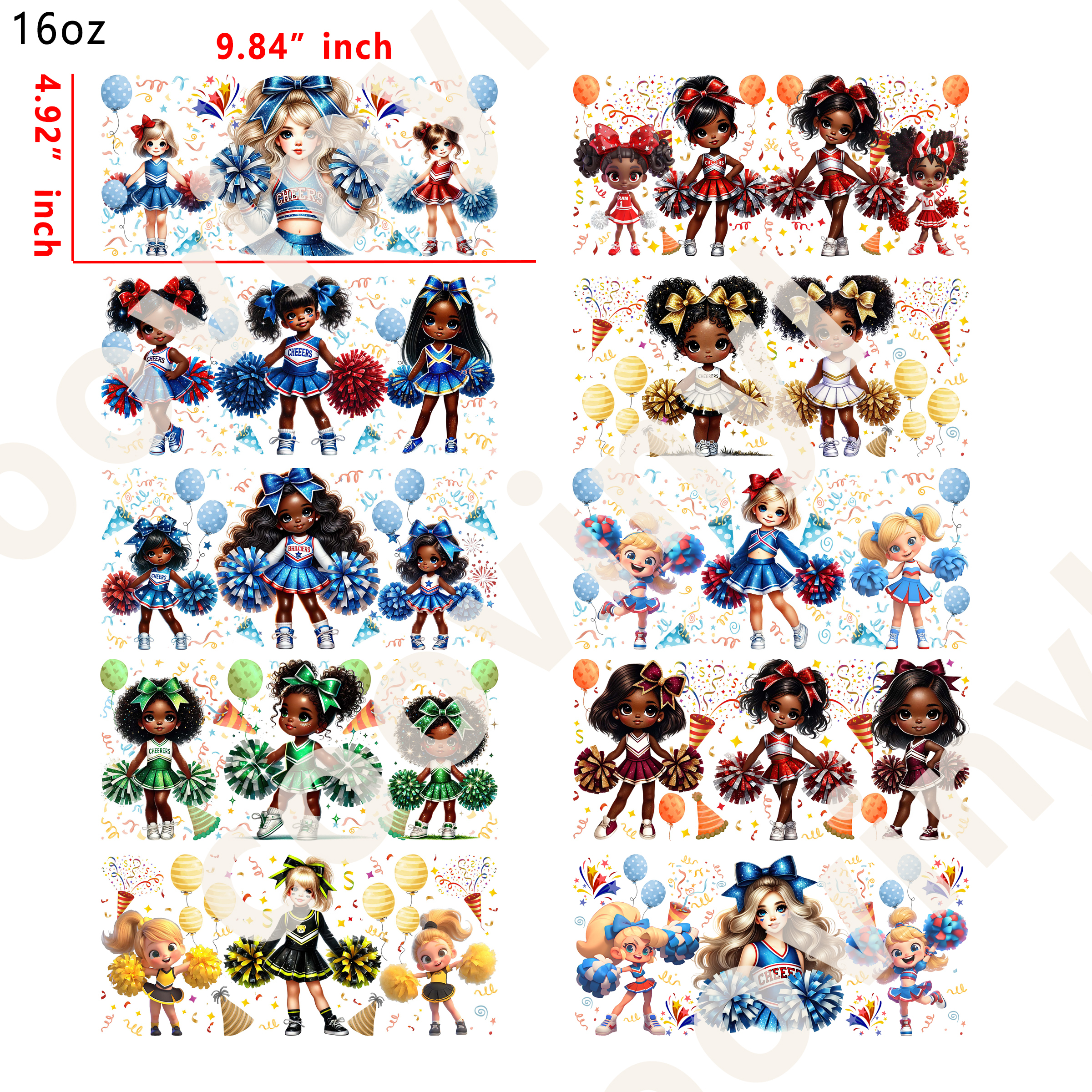 20 PCS Cheerleading wraps 16OZ tumbler water proof