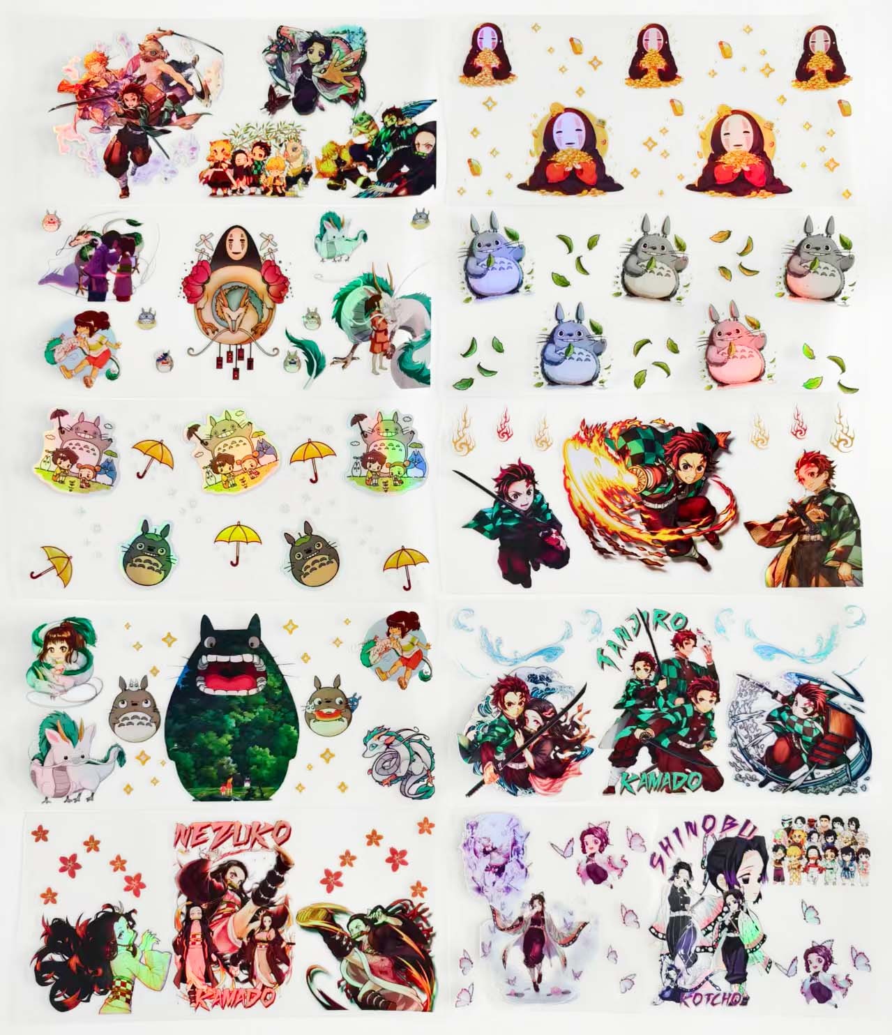 10pcs Anime Mix Holographic UV DTF Cup Wraps for 16OZ tumblers