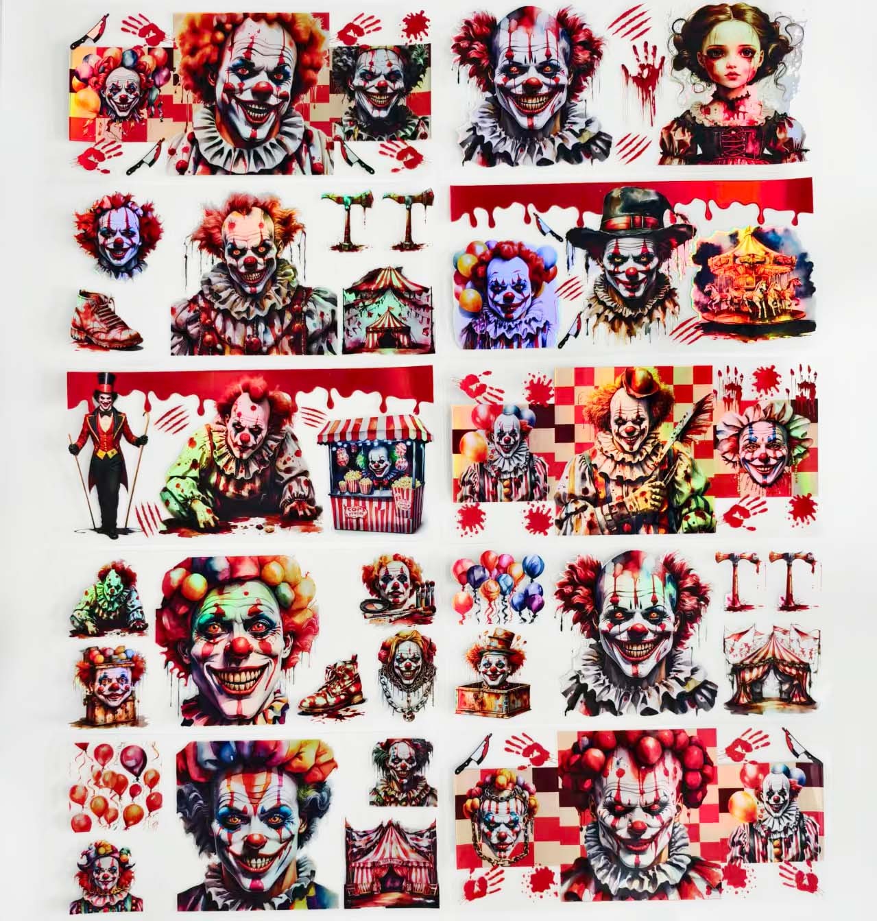 10pcs Joker Holographic UV DTF Cup Wraps for 16OZ tumblers