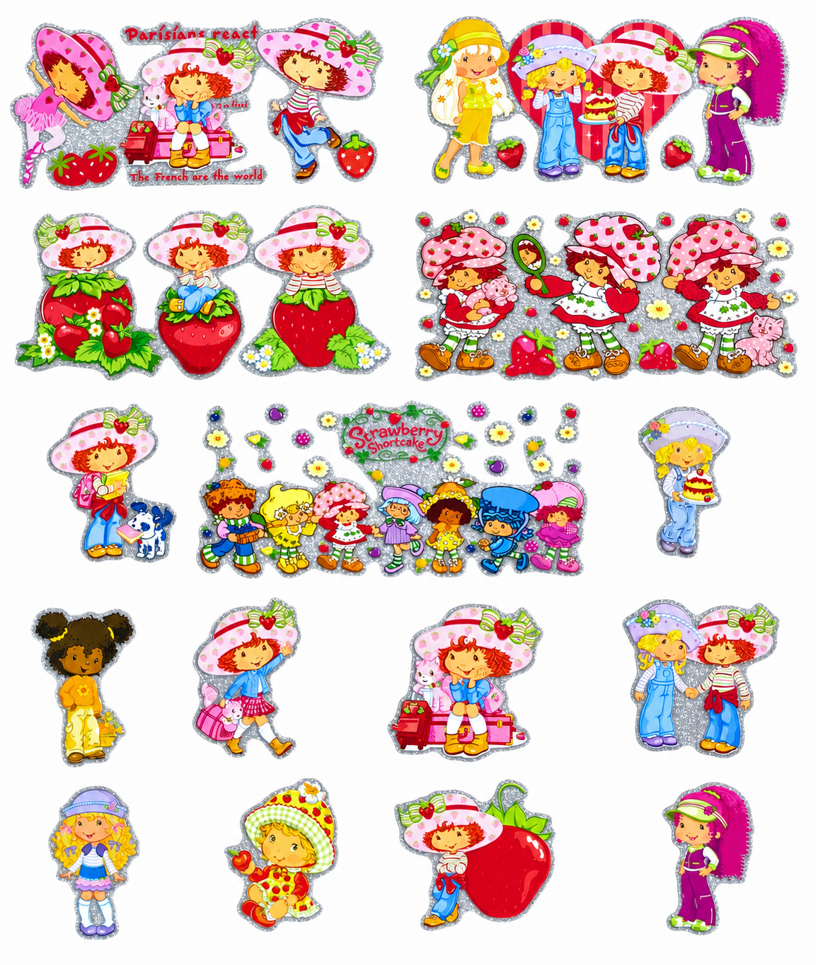 Glitter Sticker 15 PCS strawberry shortcake cup wraps 16OZ tumbler  Waterproof Customized Craft Sticker Adhesive Vinyl Decal Glitter Sticker DIY Kit Ready to Use Vivid Color Strong Stickiness