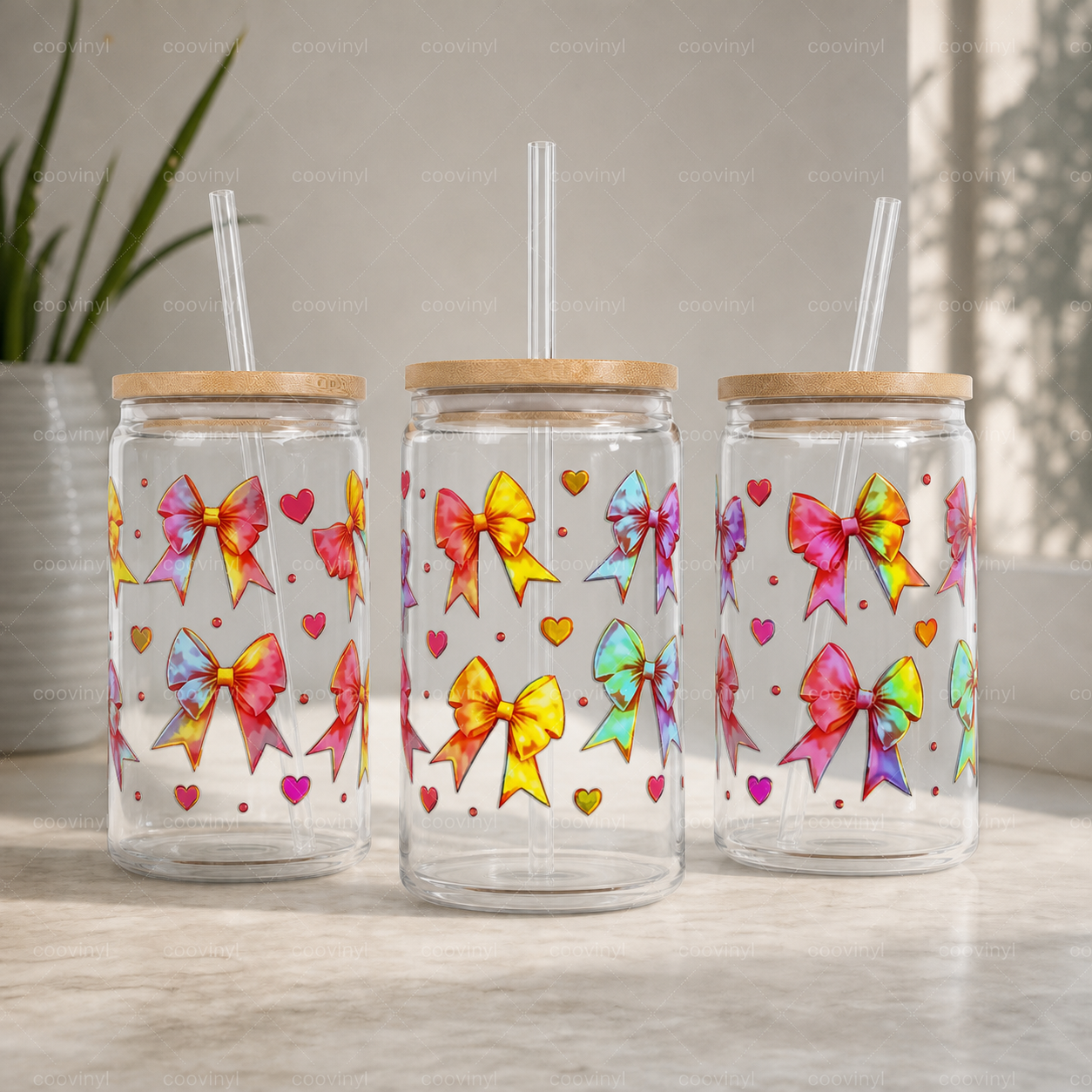 Holographic 10pcs cherry bow UV DTF Cup Wraps for 16OZ tumblers Waterproof Acrylic Wraps for Cups Glasses &Smooth Objects Vivid Colors Strong Adhesion CustomizableStickers Decal Sticker Art Crafts Kit