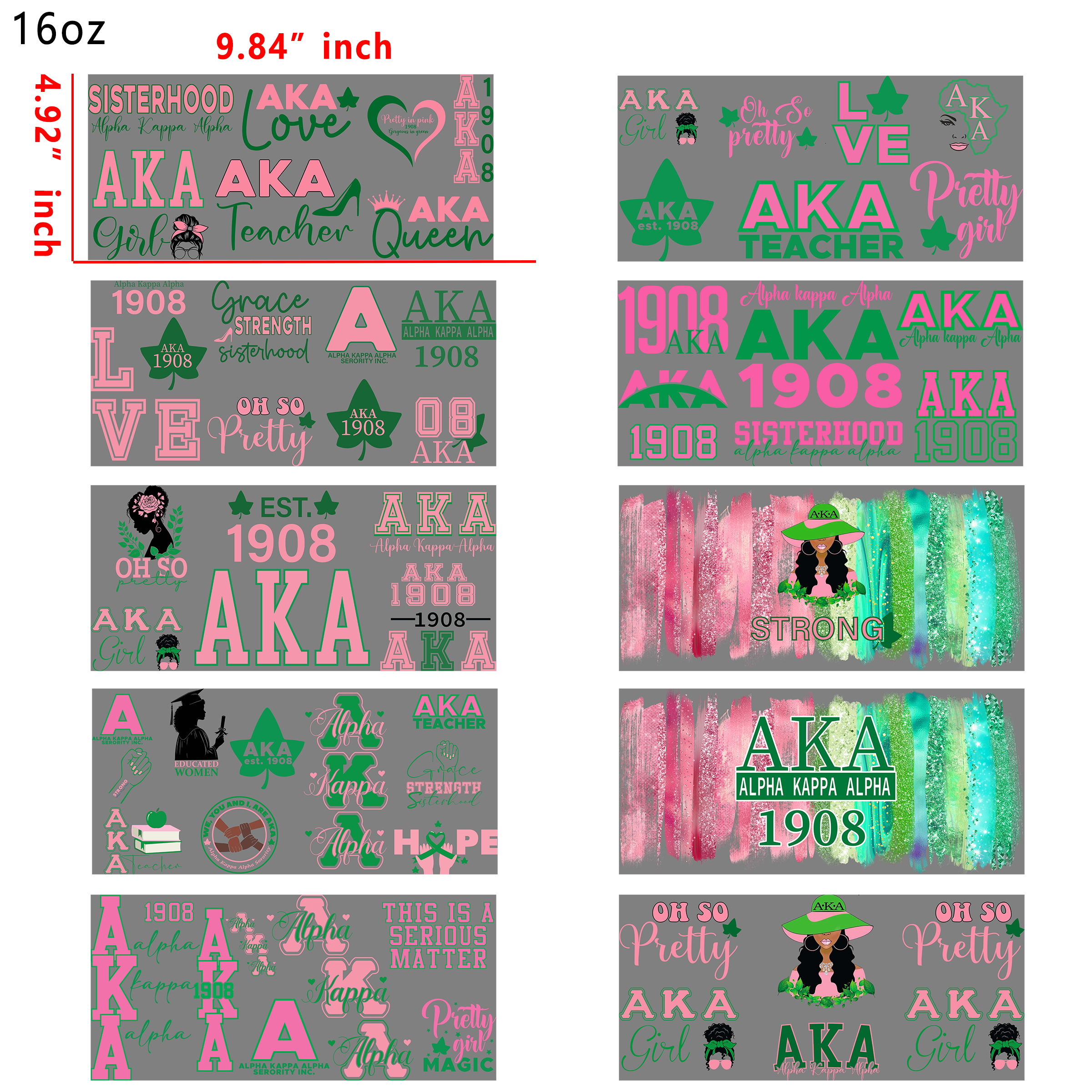 (U80) 20pcs AKA 16OZ Tumbler Cup Wraps, Waterproof Fade-Resistant Decal Stickers, Vivid HD Print with Strong Adhesion, Customizable Transfers for Glass Cups, Mugs & Smooth Surfaces, DIY Art Craft Supplies