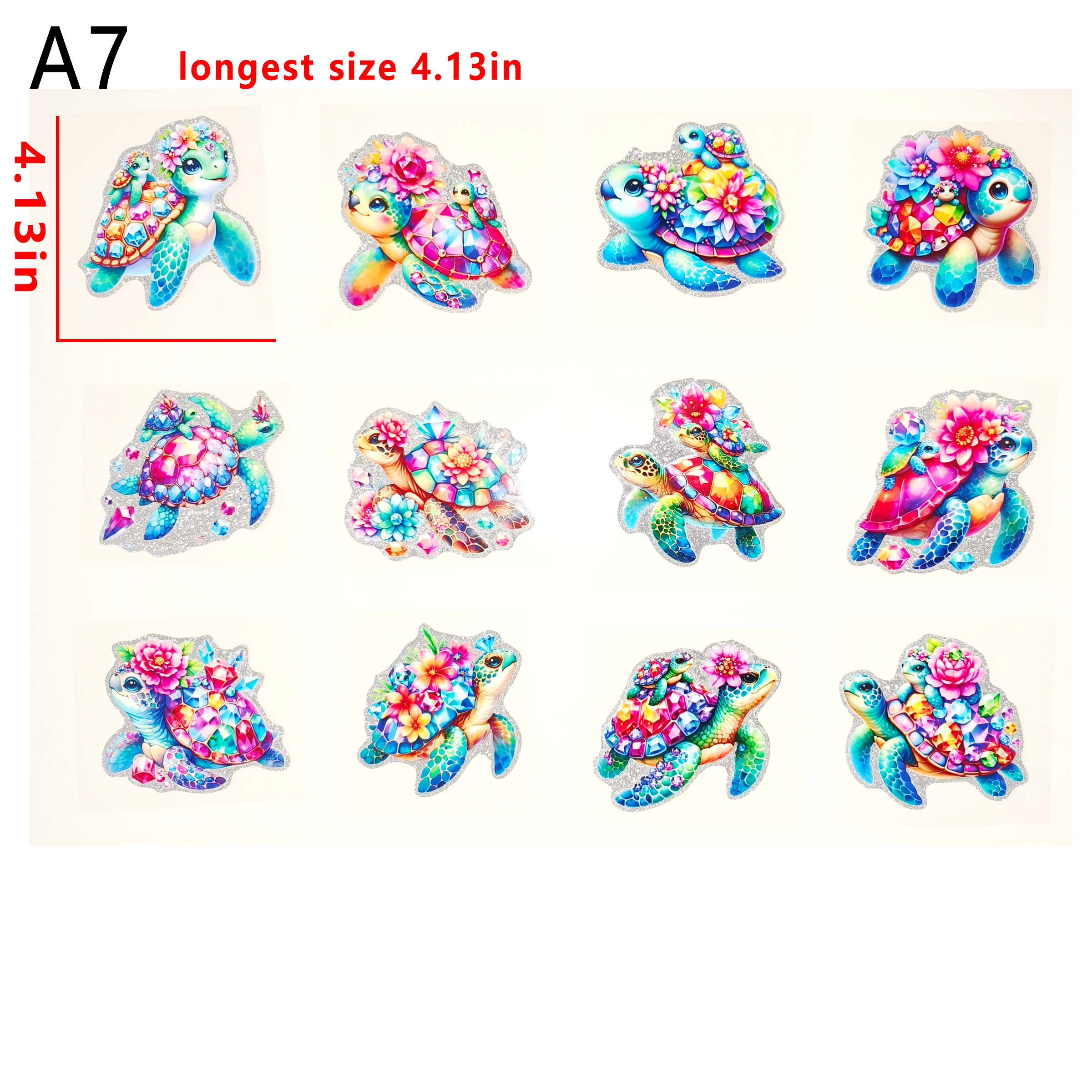 （G54) Glitter Sticker 12 PCS Sea turtle cup wraps 16OZ tumbler  Waterproof Customized Craft Sticker Adhesive Vinyl Decal Glitter Sticker DIY Kit Ready to Use Vivid Color Strong Stickiness