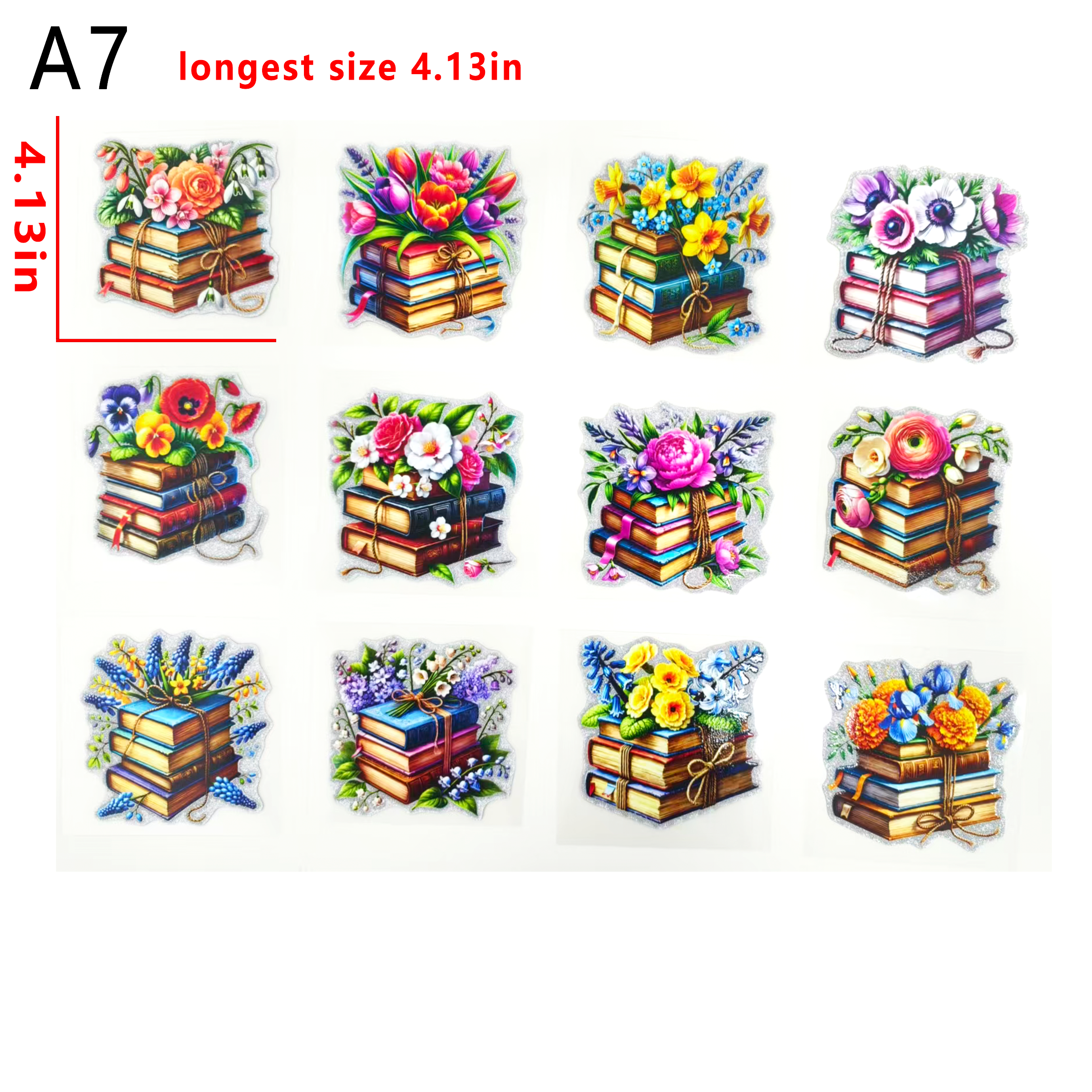 （G55) Glitter Sticker 12 PCS book cup wraps 16OZ tumbler  Waterproof Customized Craft Sticker Adhesive Vinyl Decal Glitter Sticker DIY Kit Ready to Use Vivid Color Strong Stickiness